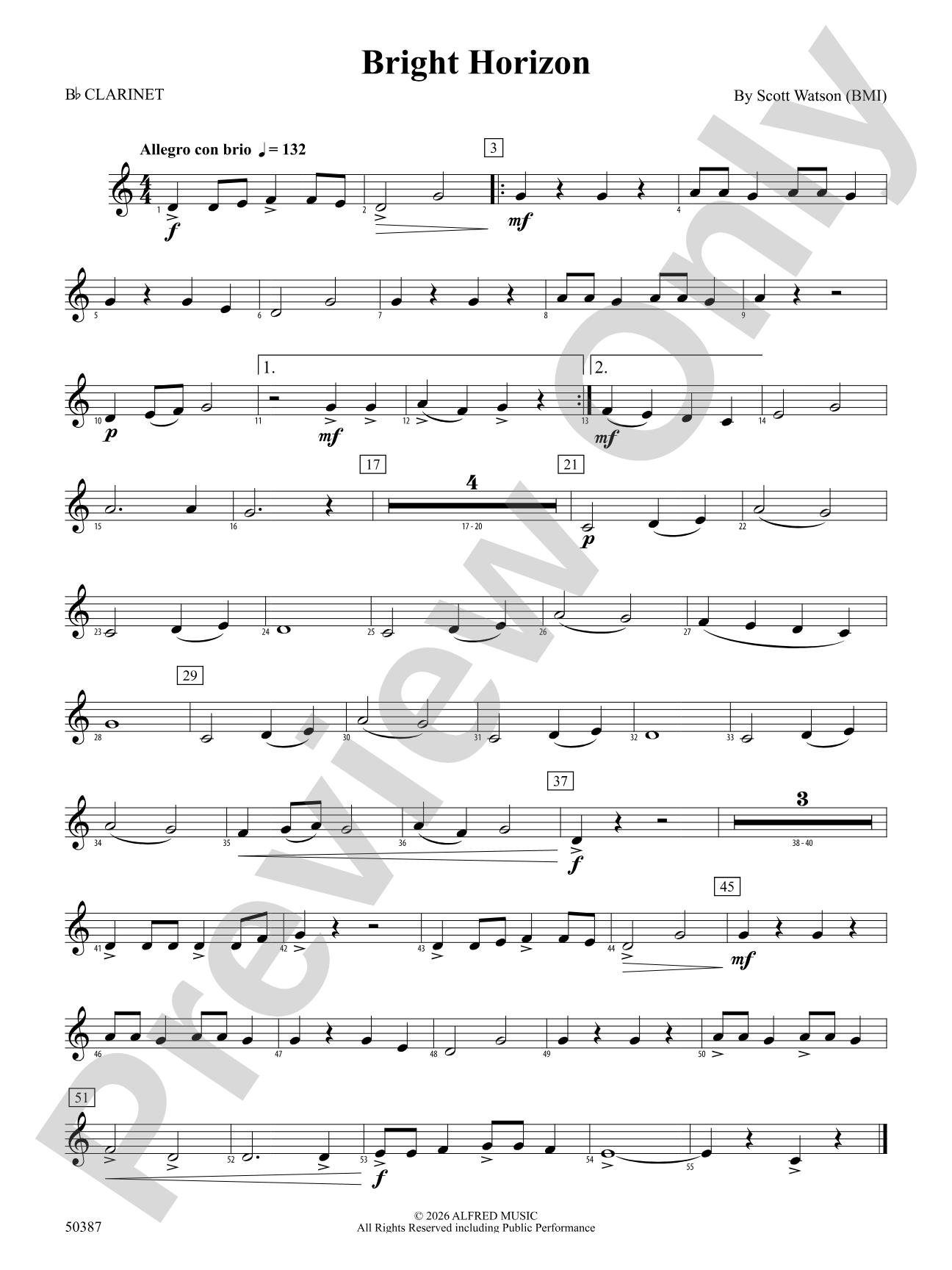 Bright Horizon: 1st B-flat Clarinet