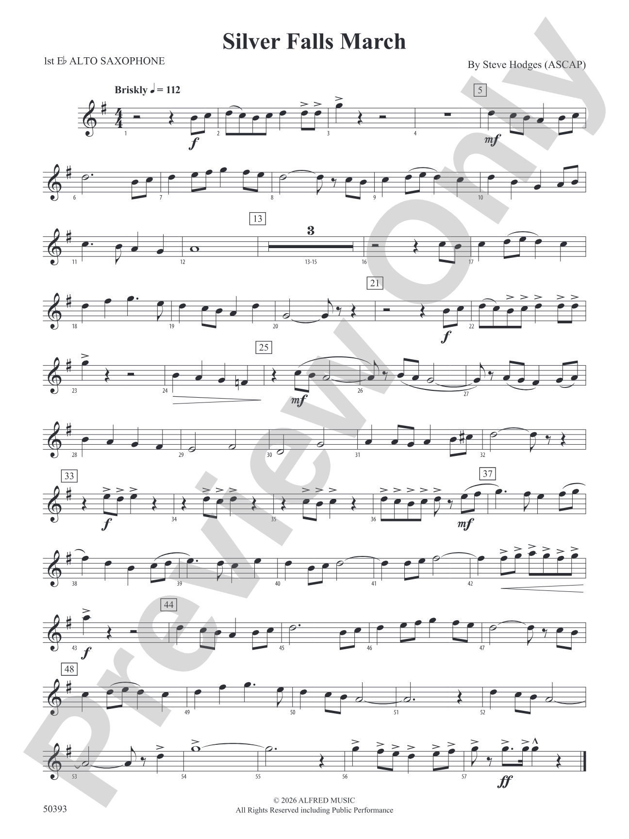 Silver Falls March: E-flat Alto Saxophone