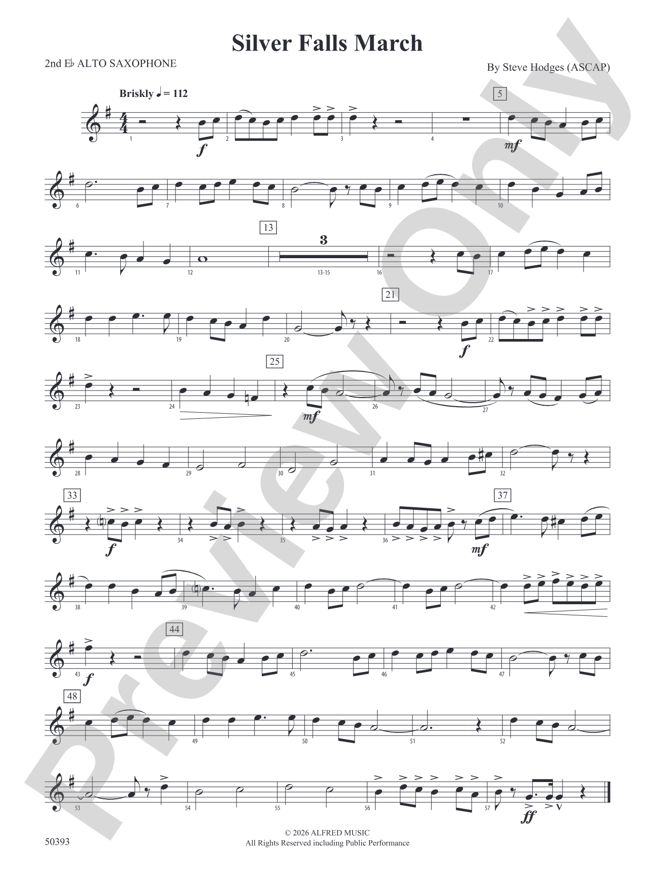 Silver Falls March: 2nd E-flat Alto Saxophone
