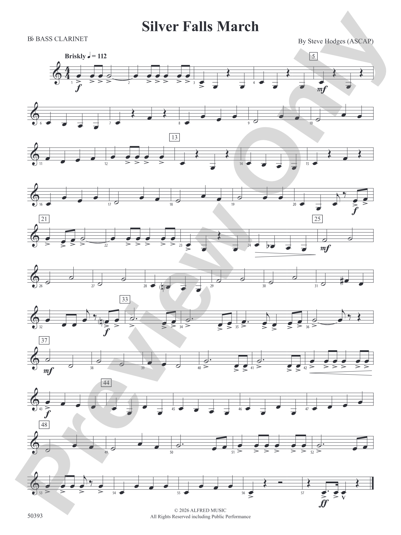 Silver Falls March: B-flat Bass Clarinet
