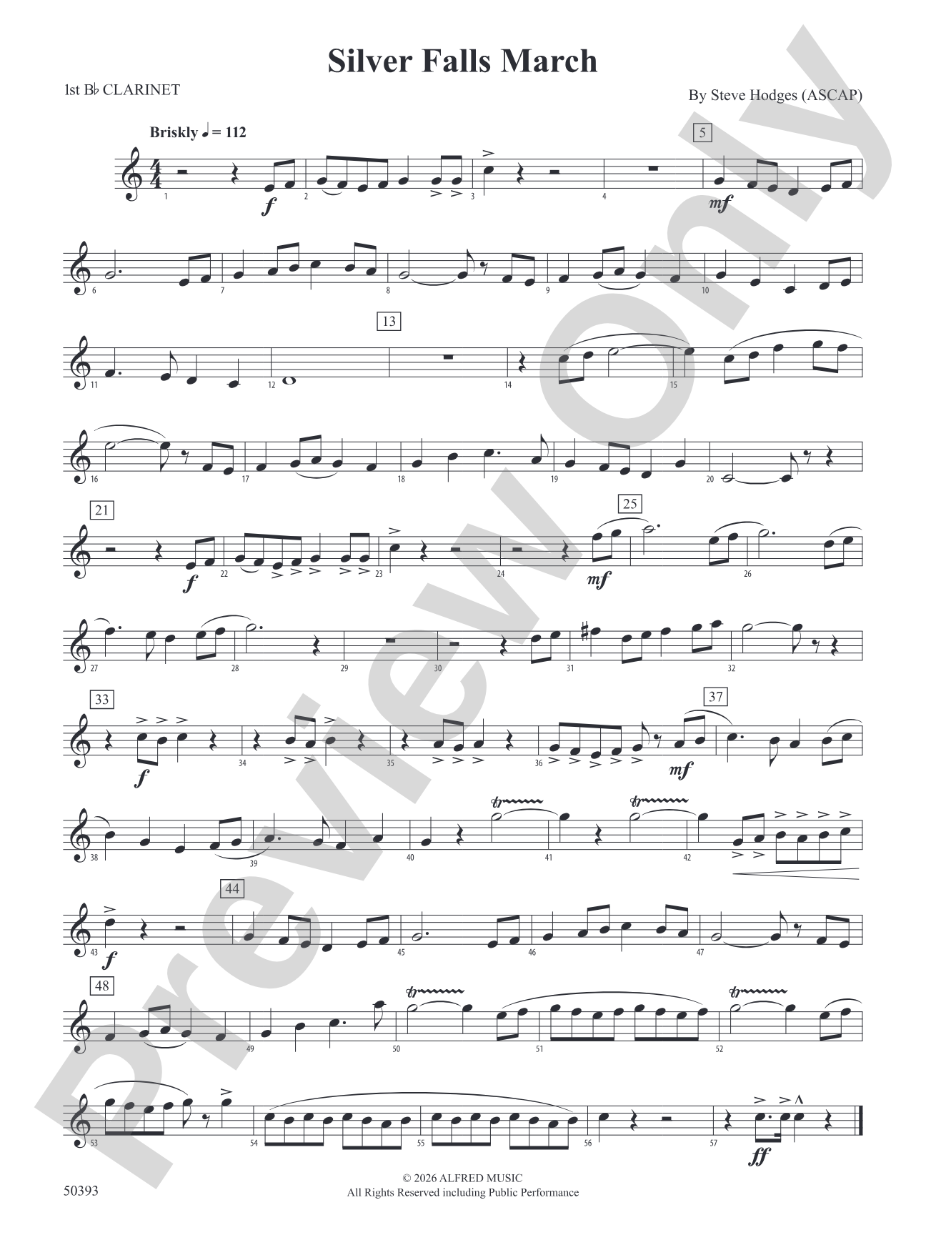 Silver Falls March: 1st B-flat Clarinet