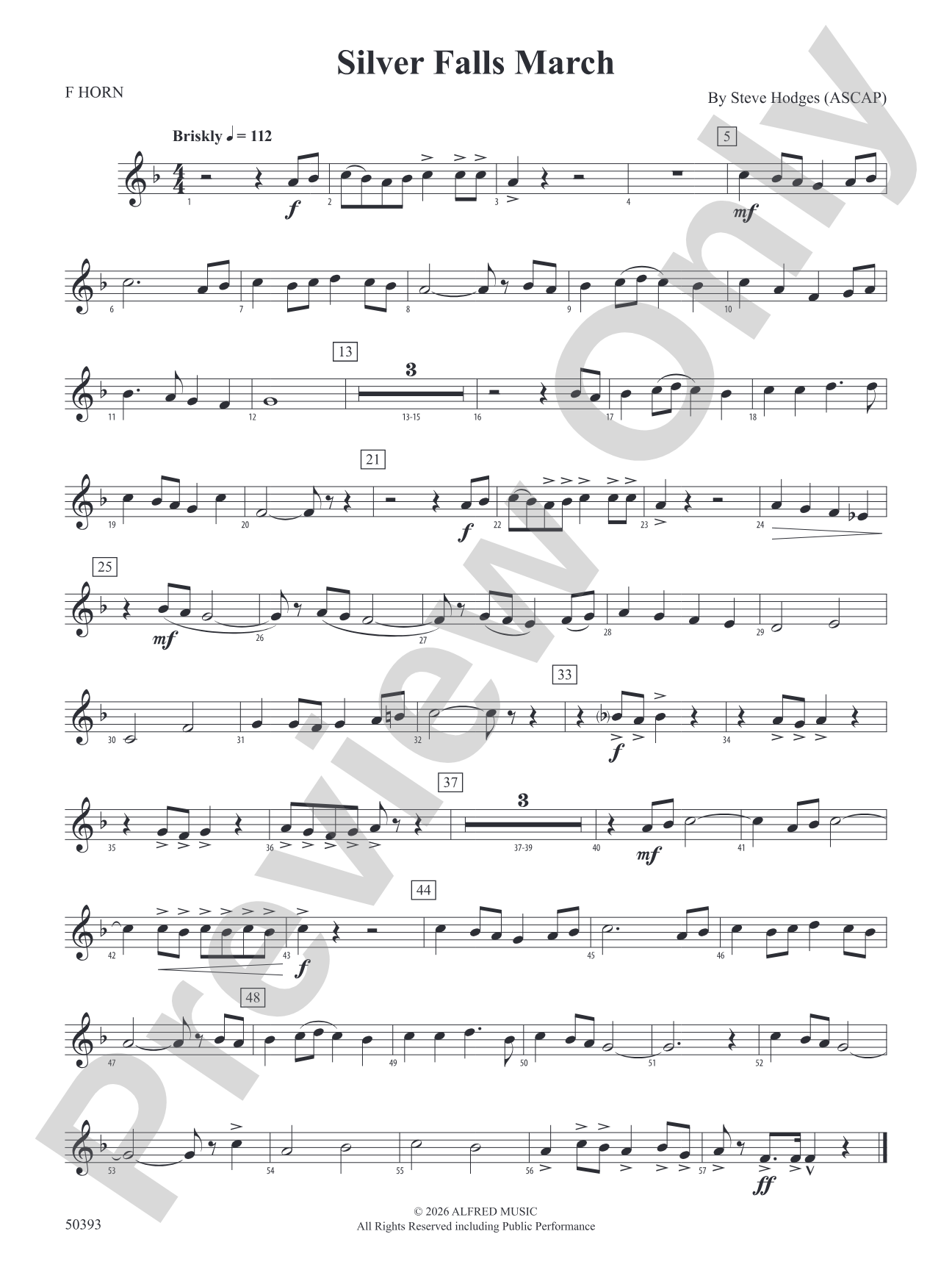 Silver Falls March: 1st F Horn