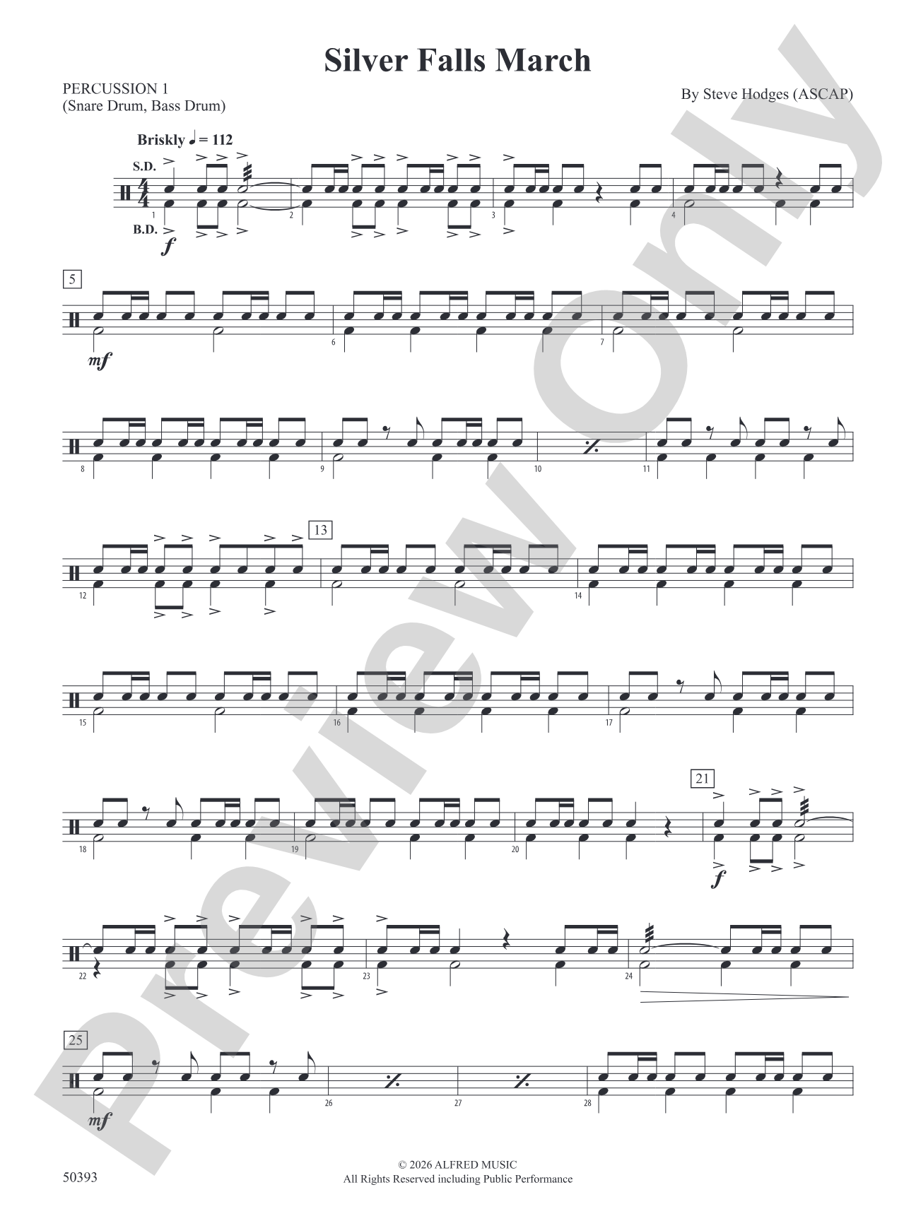 Silver Falls March: 1st Percussion