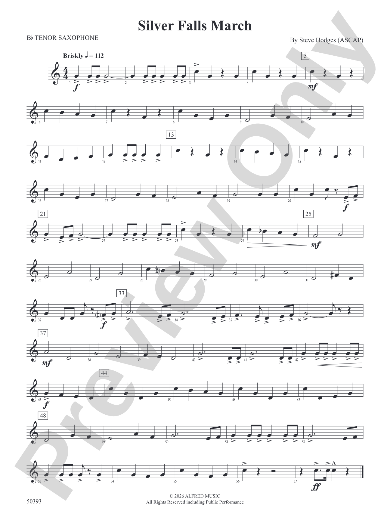 Silver Falls March: B-flat Tenor Saxophone