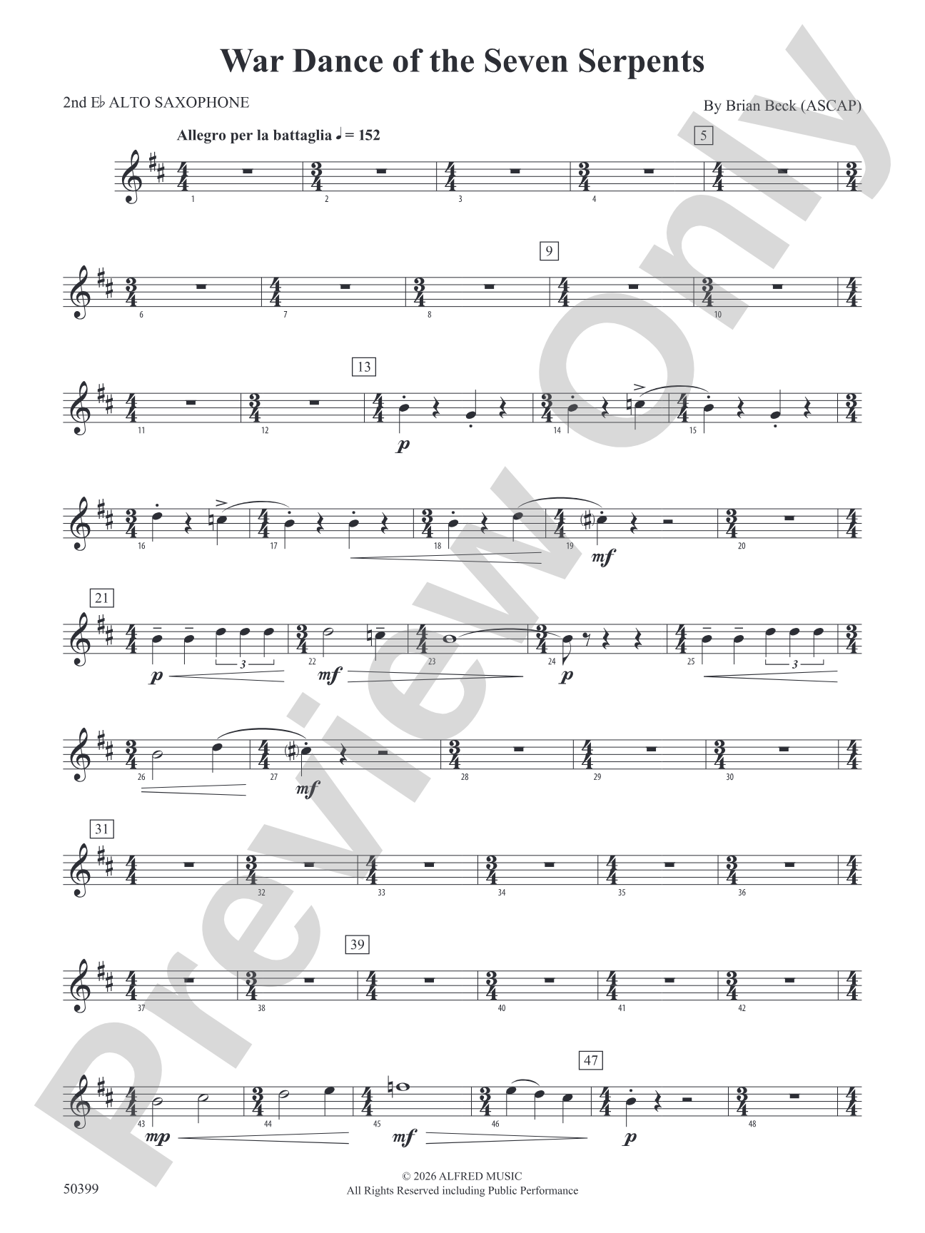 WAR DANCE OF SEVEN SERPENTS/DB: 2nd E-flat Alto Saxophone