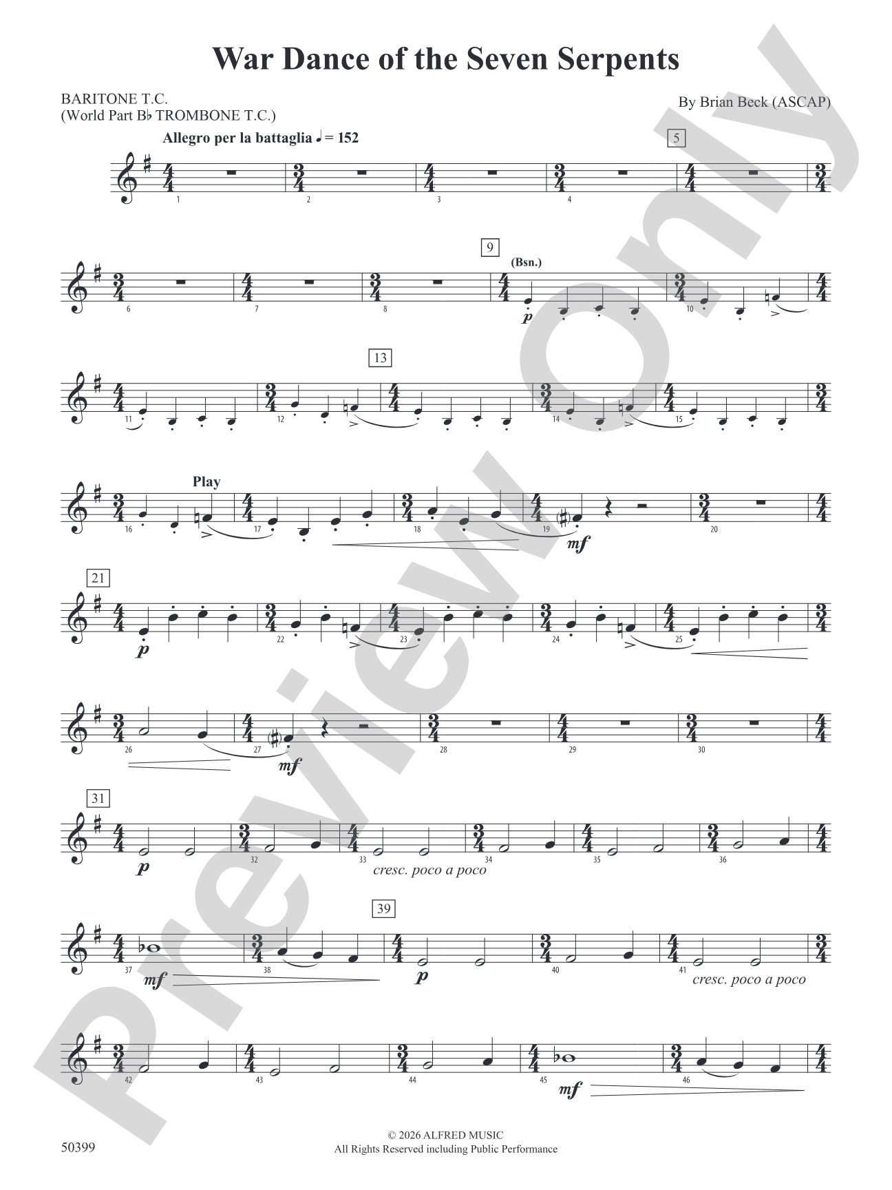 WAR DANCE OF SEVEN SERPENTS/DB: Baritone T.C.