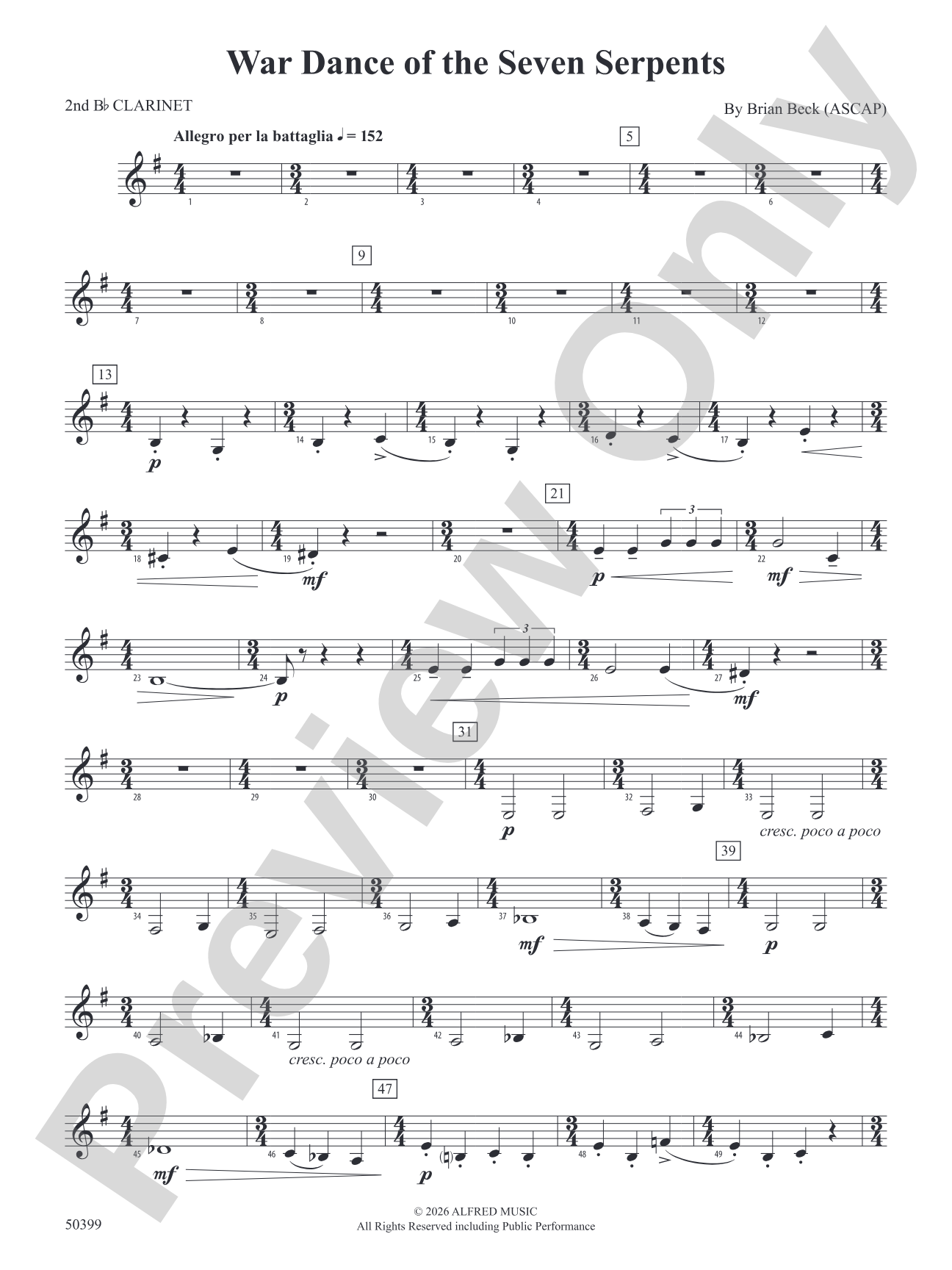 WAR DANCE OF SEVEN SERPENTS/DB: 2nd B-flat Clarinet