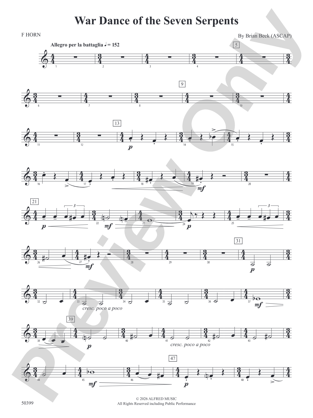 WAR DANCE OF SEVEN SERPENTS/DB: 1st F Horn