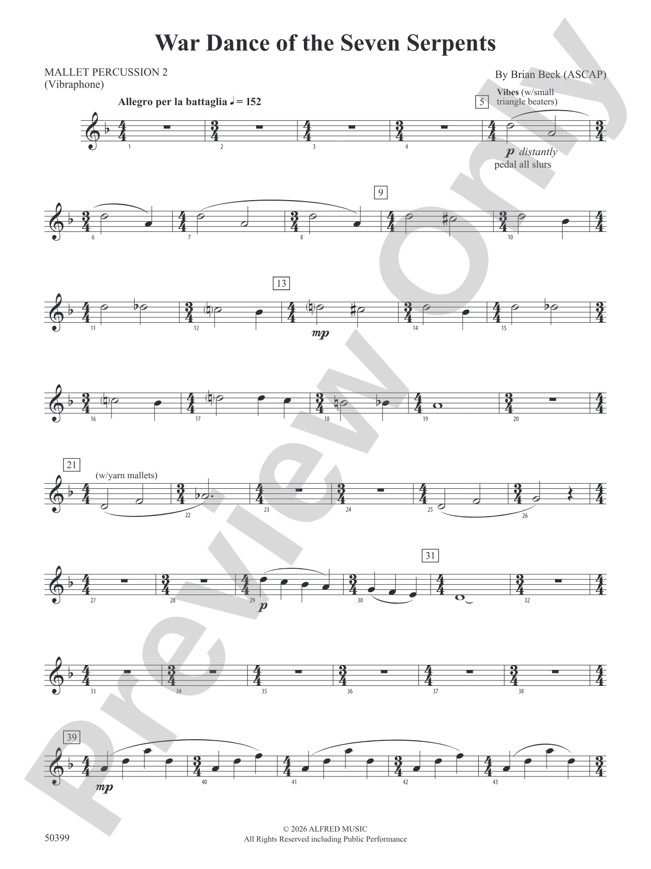WAR DANCE OF SEVEN SERPENTS/DB: 2nd Mallet Percussion