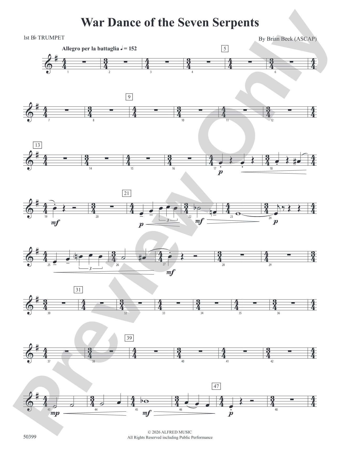 WAR DANCE OF SEVEN SERPENTS/DB: 1st B-flat Trumpet