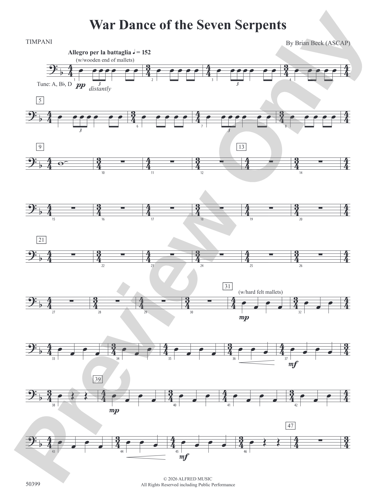WAR DANCE OF SEVEN SERPENTS/DB: Timpani