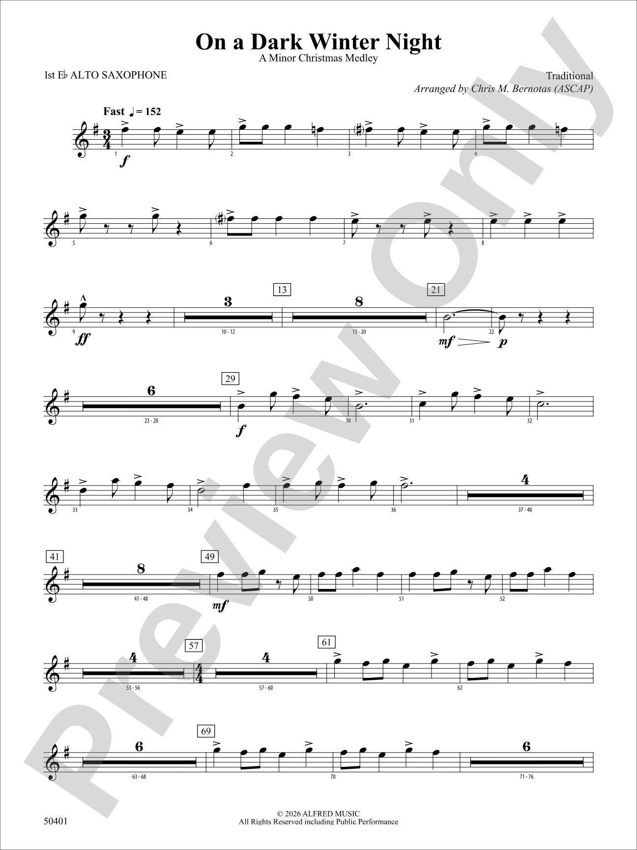 ON A DARK WINTER NIGHT/YS: E-flat Alto Saxophone