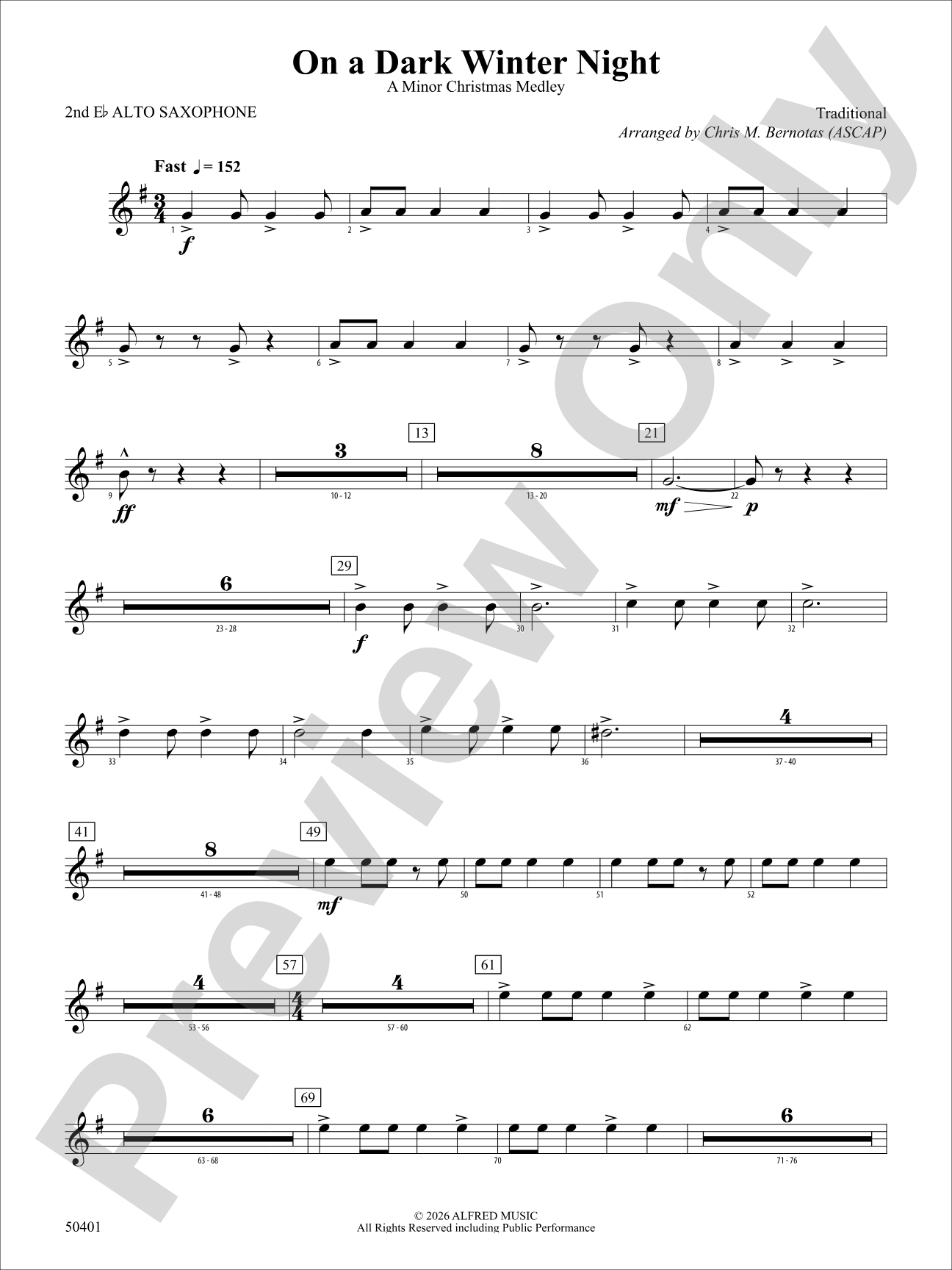 ON A DARK WINTER NIGHT/YS: 2nd E-flat Alto Saxophone