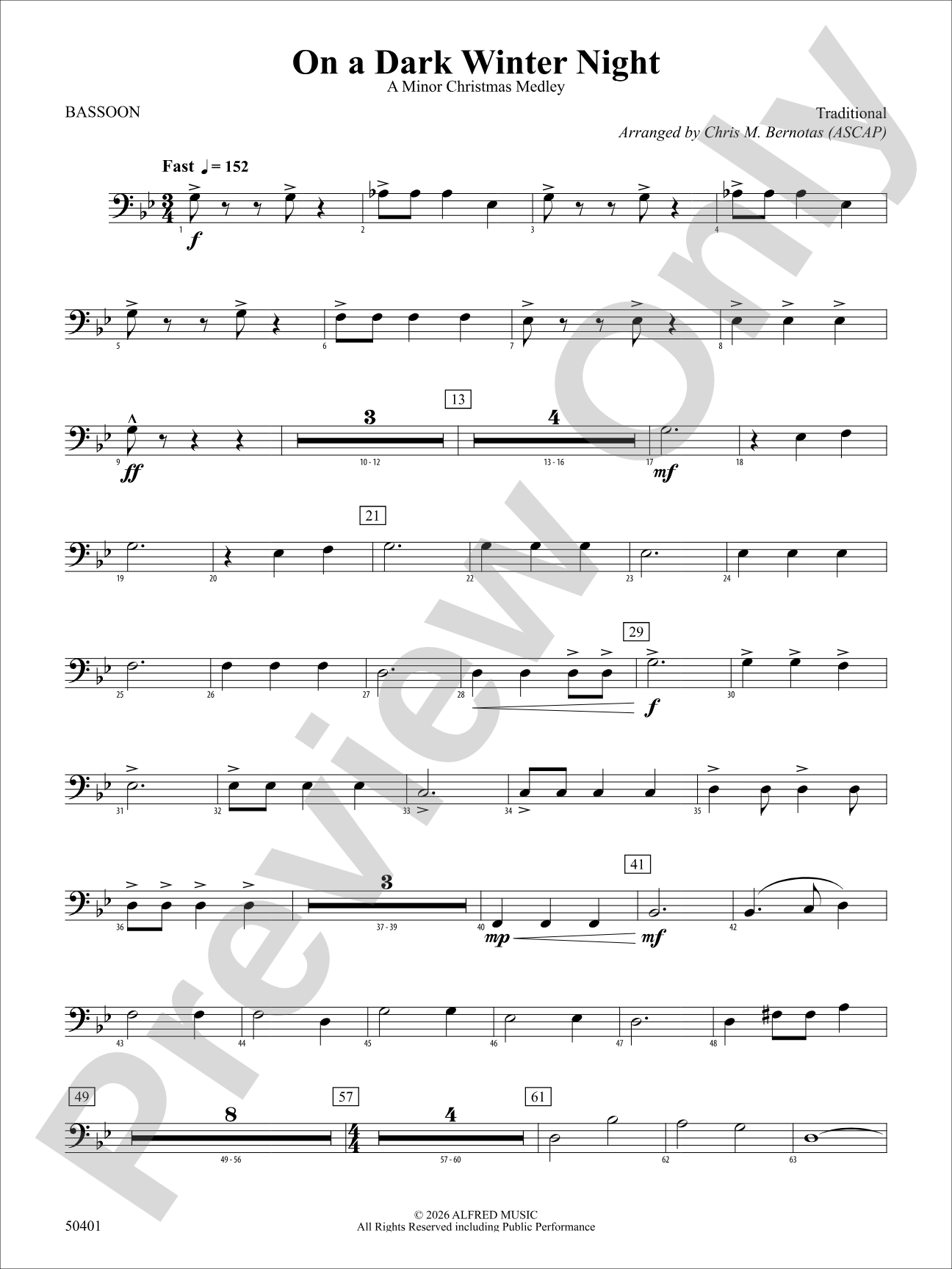 ON A DARK WINTER NIGHT/YS: Bassoon