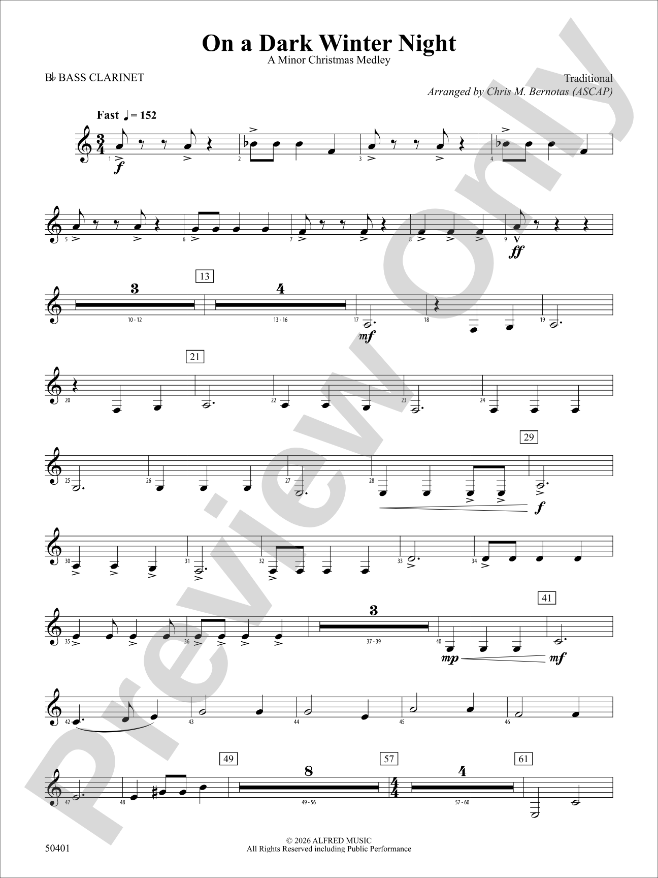 ON A DARK WINTER NIGHT/YS: B-flat Bass Clarinet