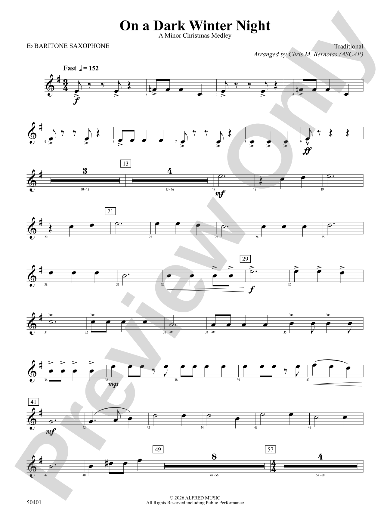 ON A DARK WINTER NIGHT/YS: E-flat Baritone Saxophone