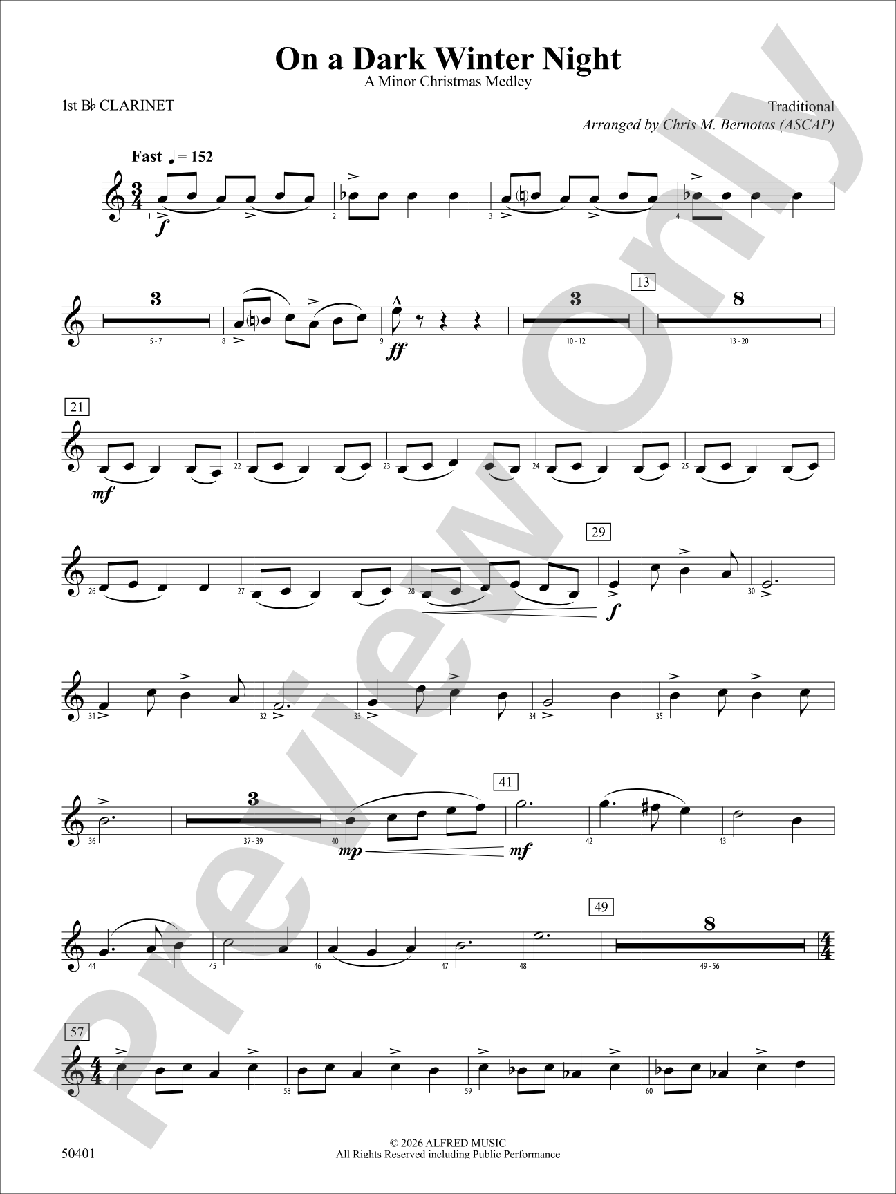 ON A DARK WINTER NIGHT/YS: 1st B-flat Clarinet