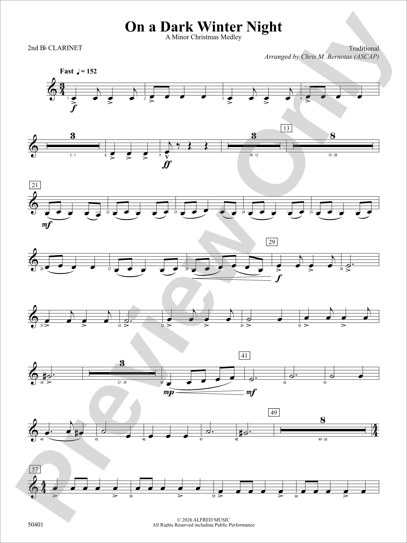 ON A DARK WINTER NIGHT/YS: 2nd B-flat Clarinet
