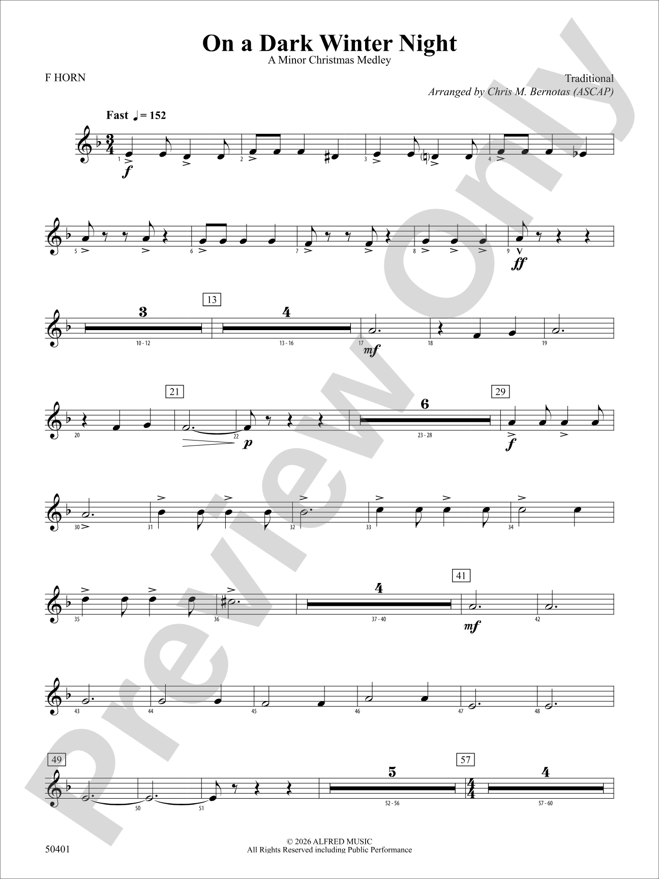 ON A DARK WINTER NIGHT/YS: 1st F Horn