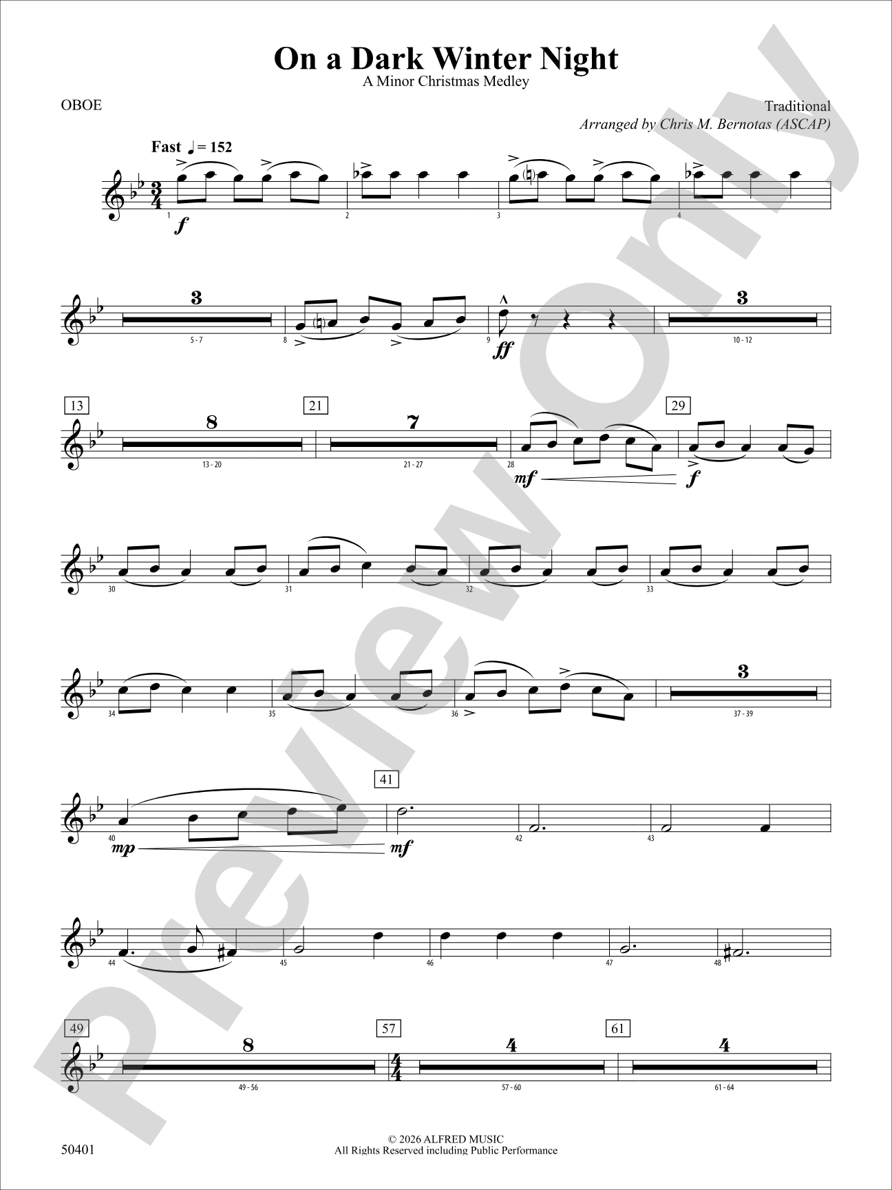 ON A DARK WINTER NIGHT/YS: Oboe