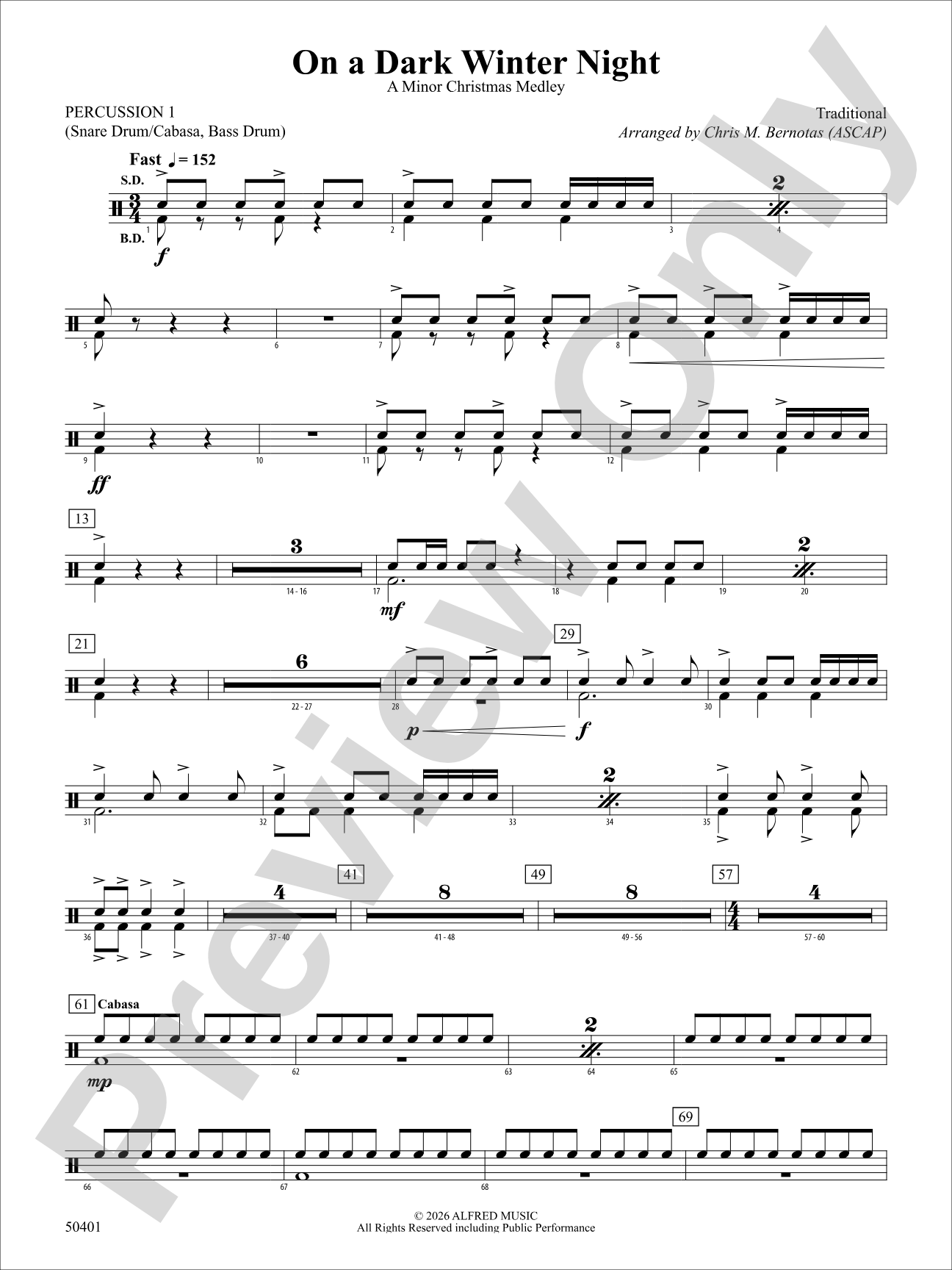 ON A DARK WINTER NIGHT/YS: 1st Percussion