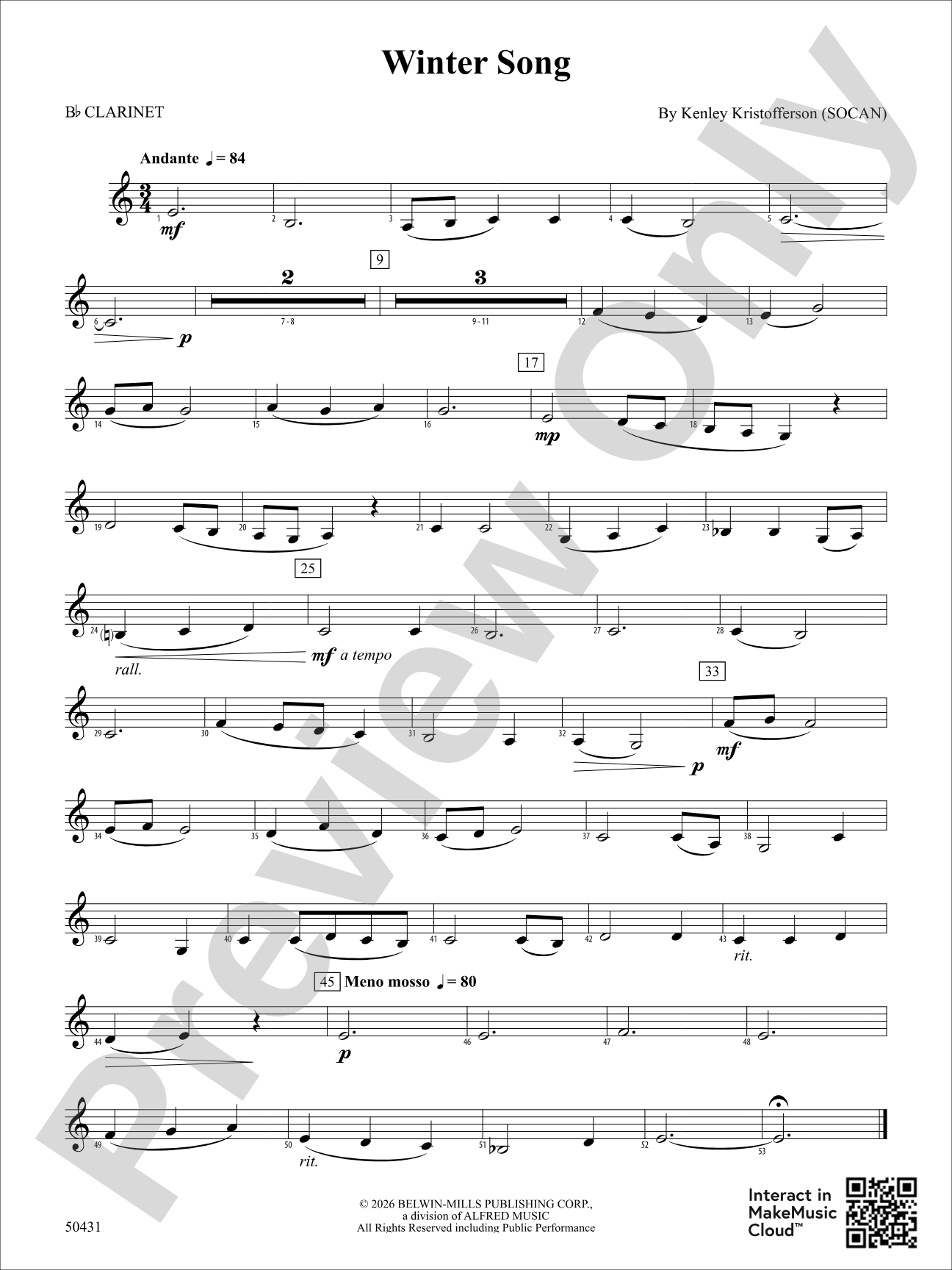 Winter Song: 1st B-flat Clarinet