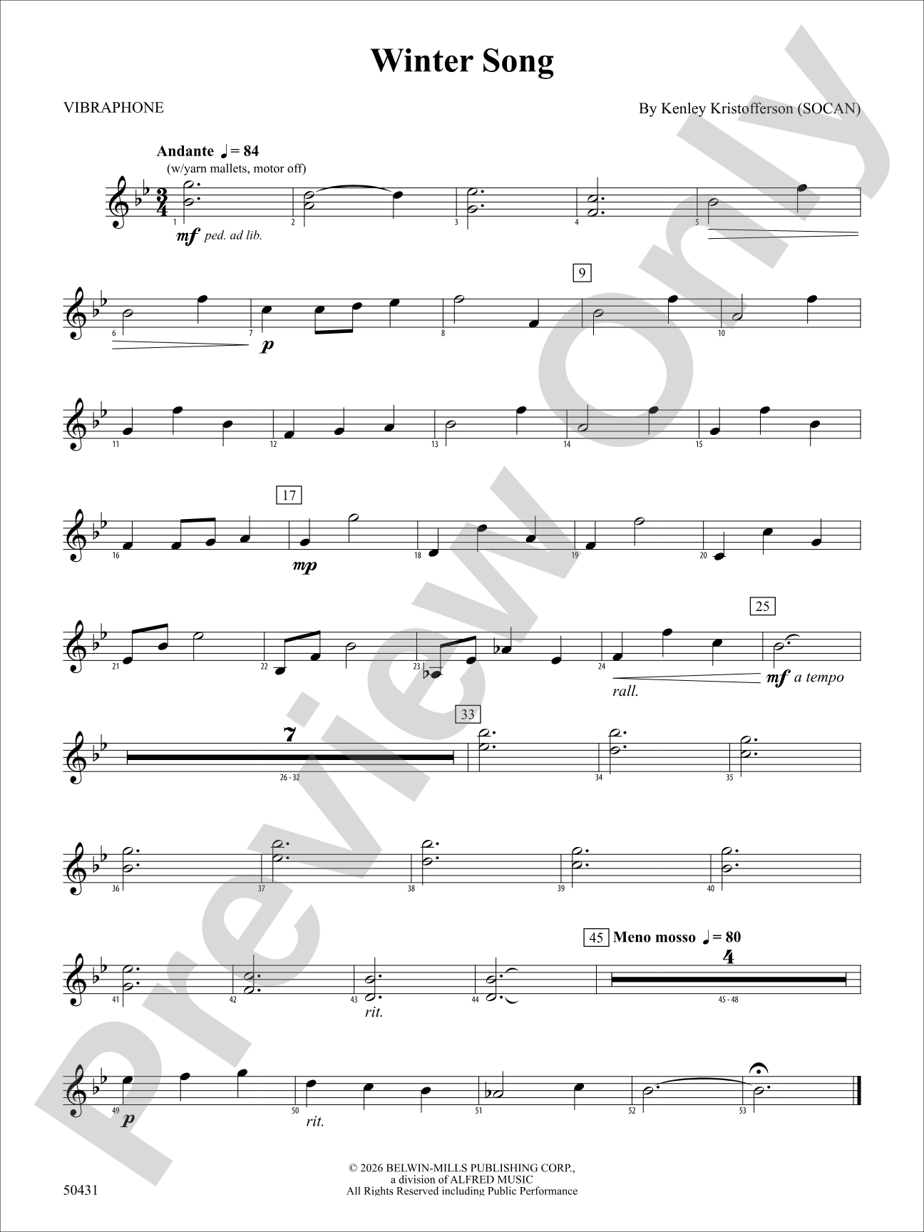 Winter Song: 2nd Mallet Percussion