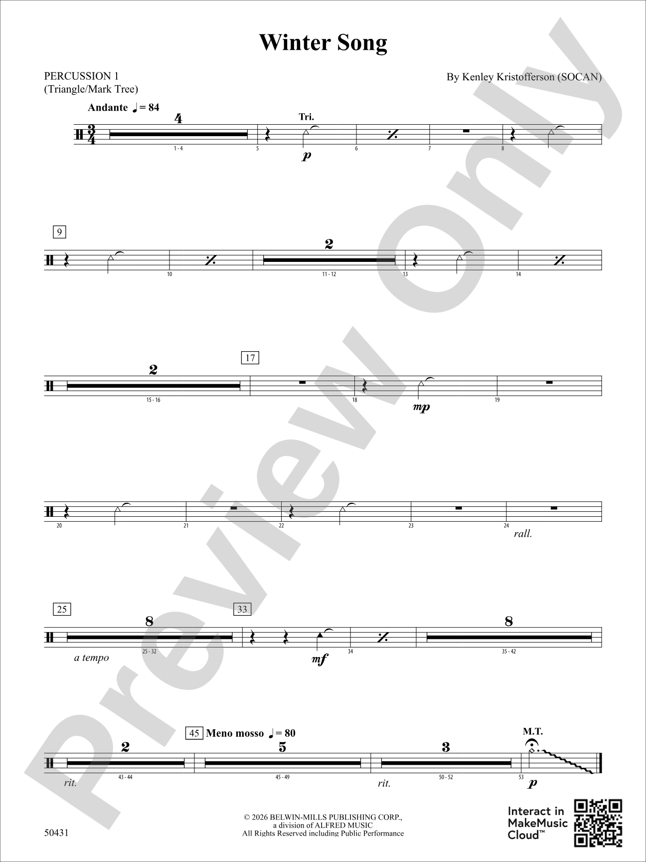 Winter Song: 1st Percussion
