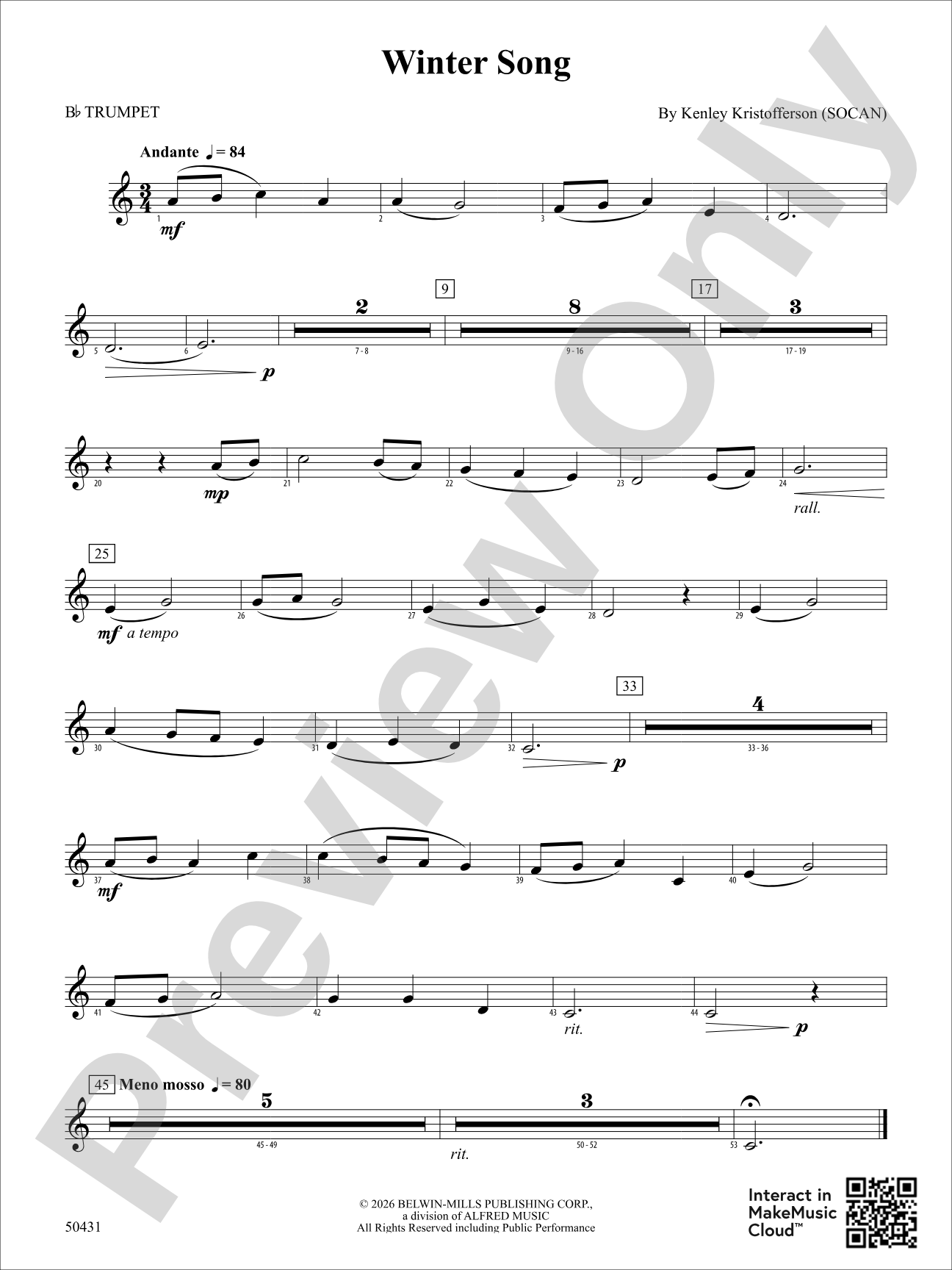 Winter Song: 1st B-flat Trumpet
