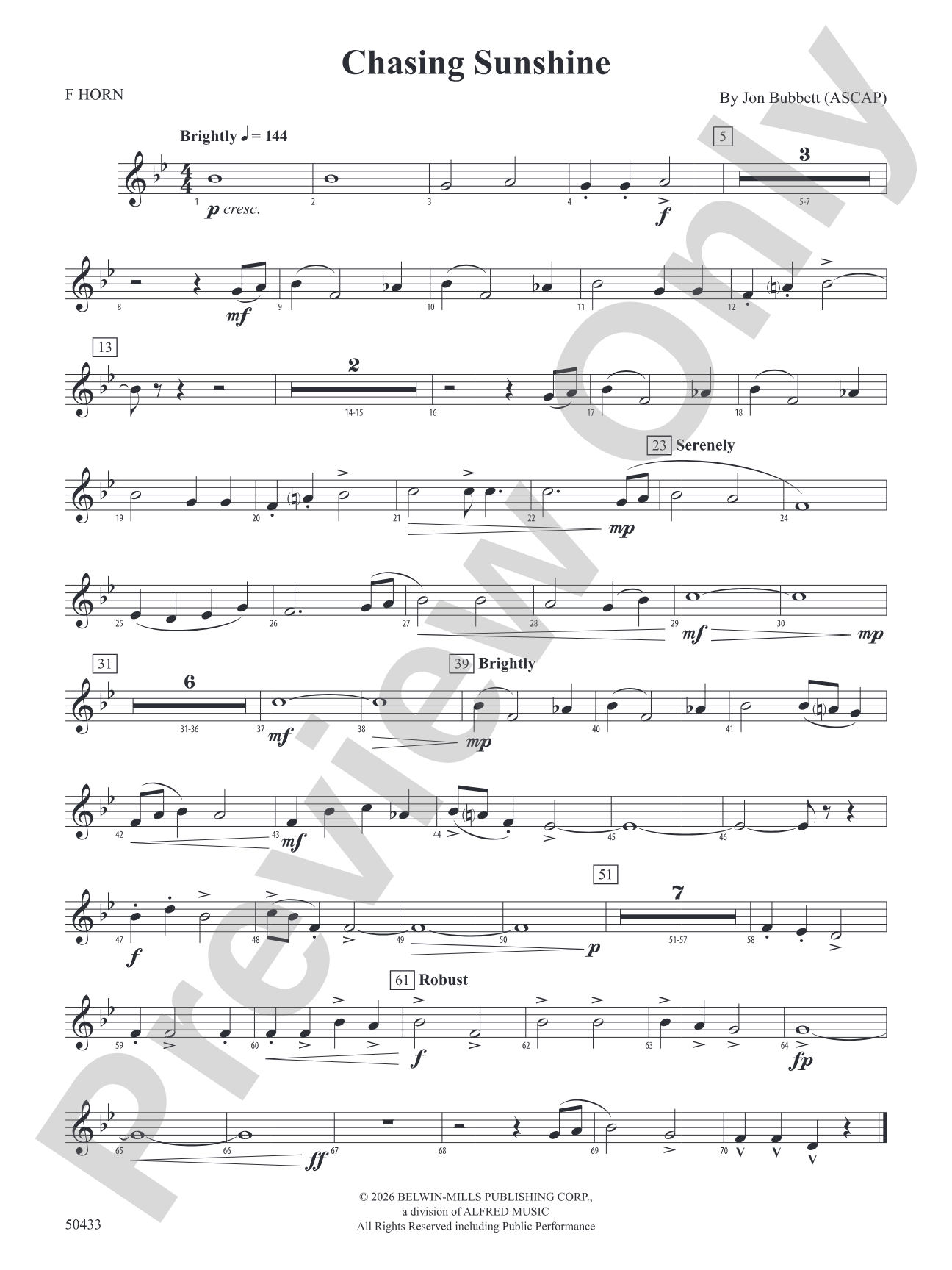 Chasing Sunshine: 1st F Horn