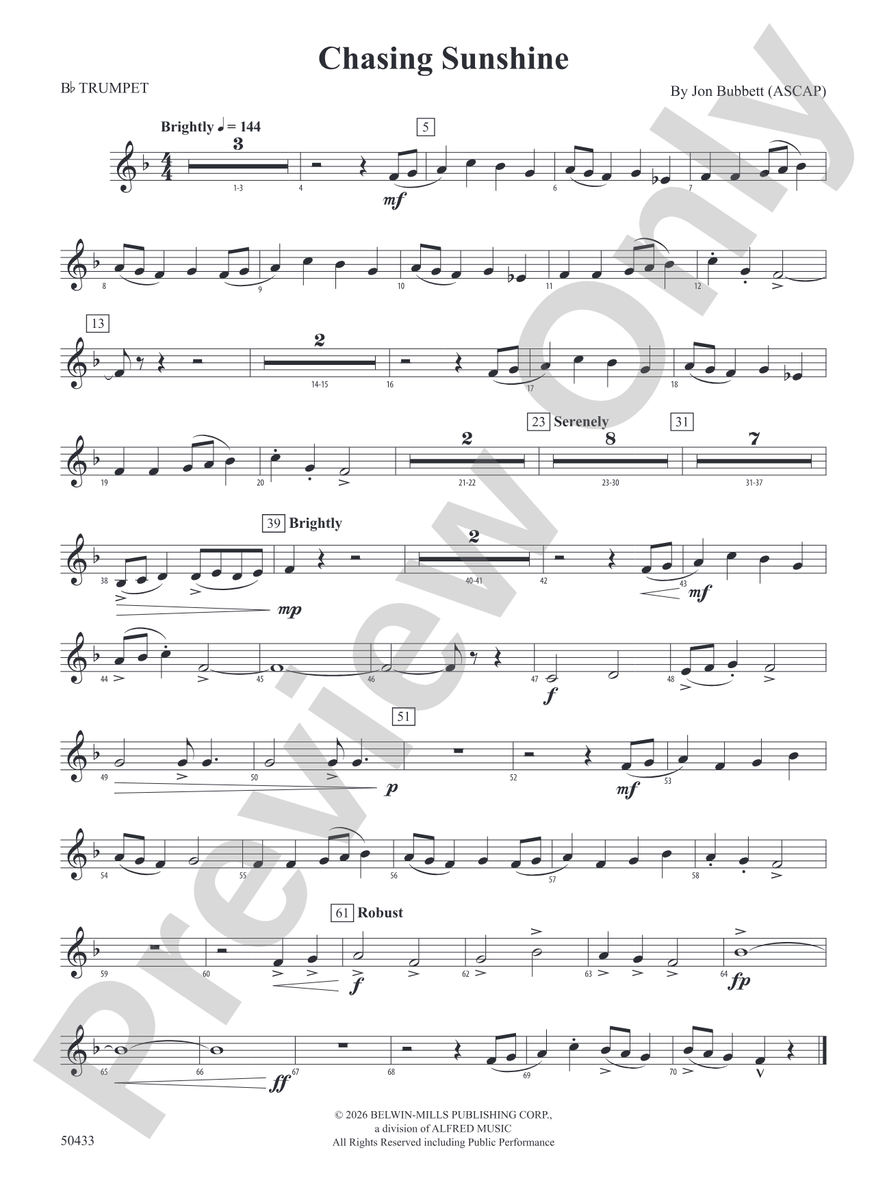 Chasing Sunshine: 1st B-flat Trumpet