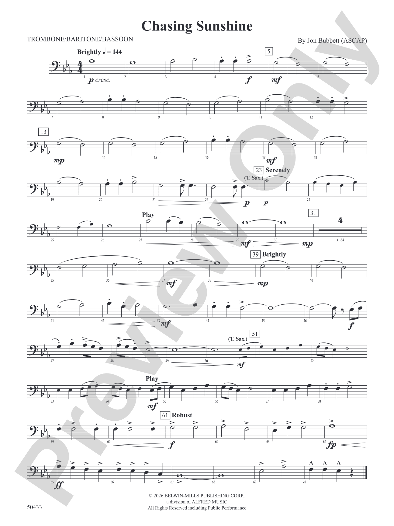 Chasing Sunshine: 1st Trombone