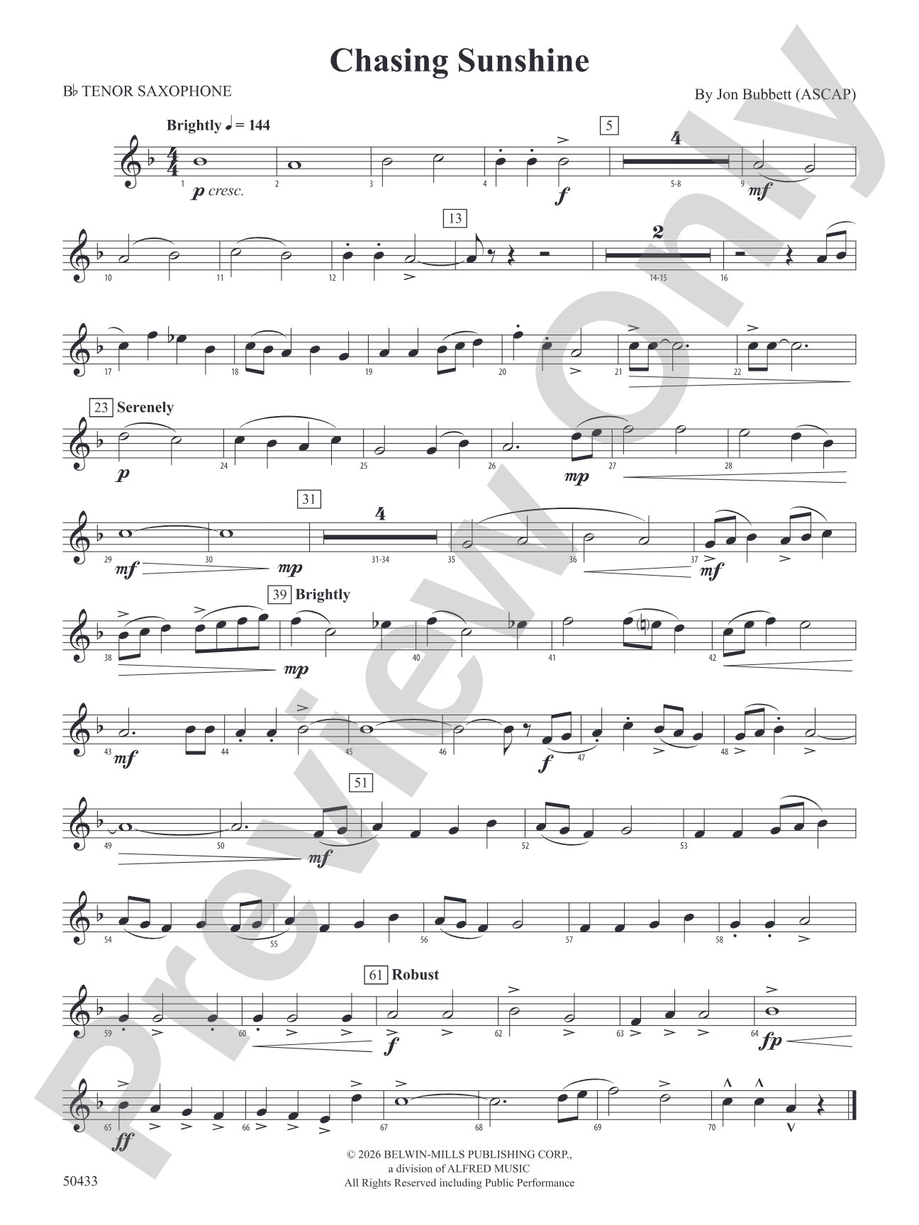 Chasing Sunshine: B-flat Tenor Saxophone