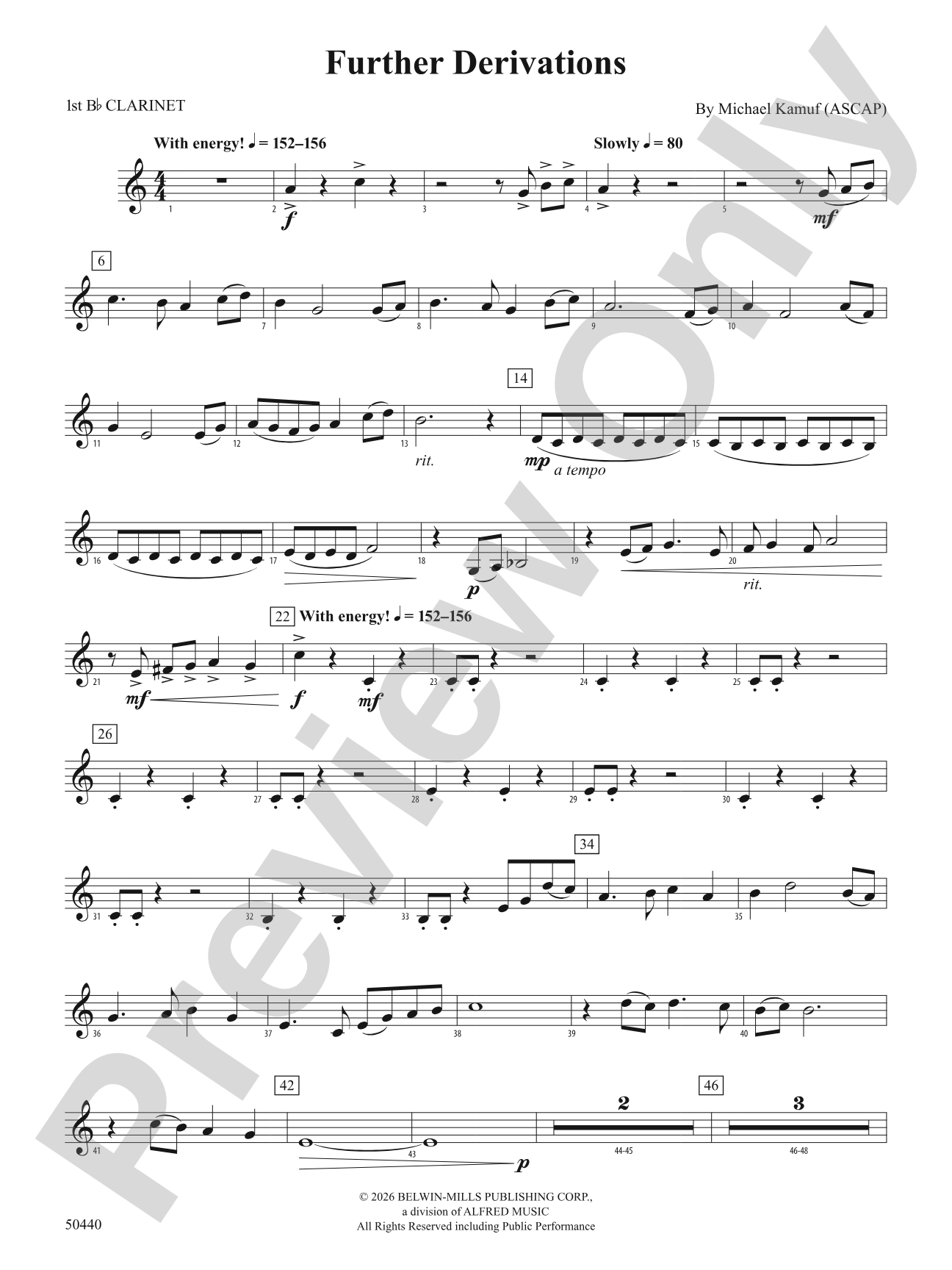 Further Derivations: 1st B-flat Clarinet