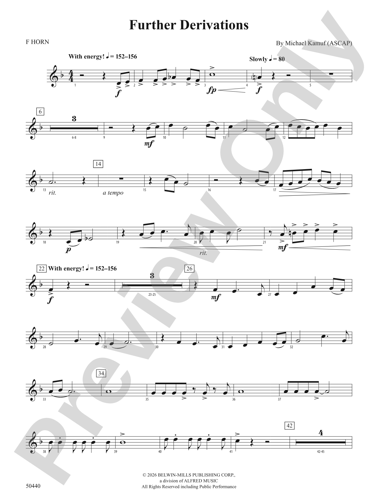 Further Derivations: 1st F Horn