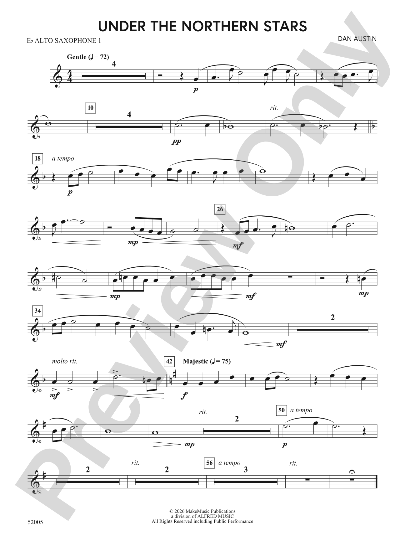 UNDER THE NORTHERN STARS/MYB: E-flat Alto Saxophone