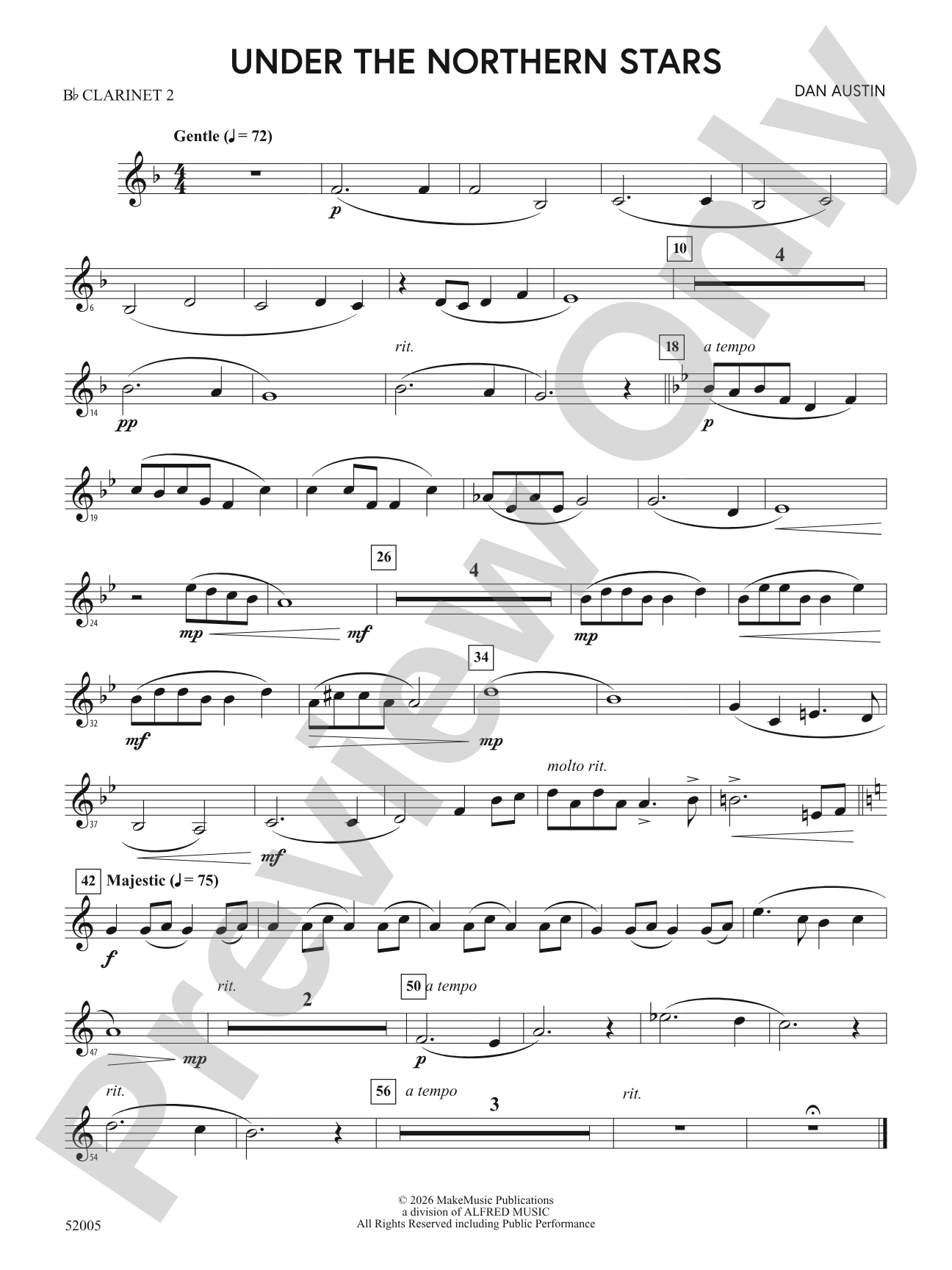 UNDER THE NORTHERN STARS/MYB: 2nd B-flat Clarinet