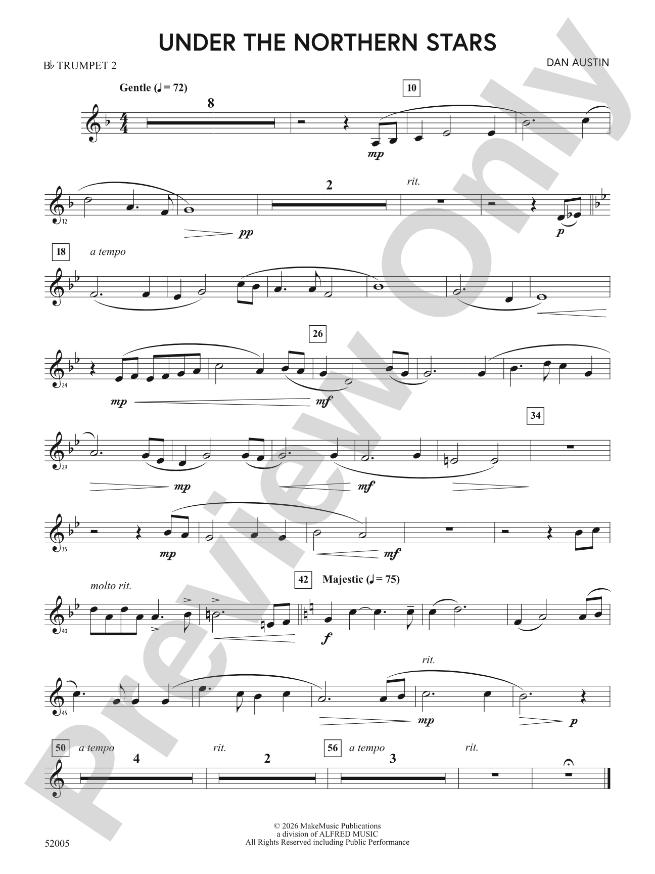 UNDER THE NORTHERN STARS/MYB: 2nd B-flat Trumpet