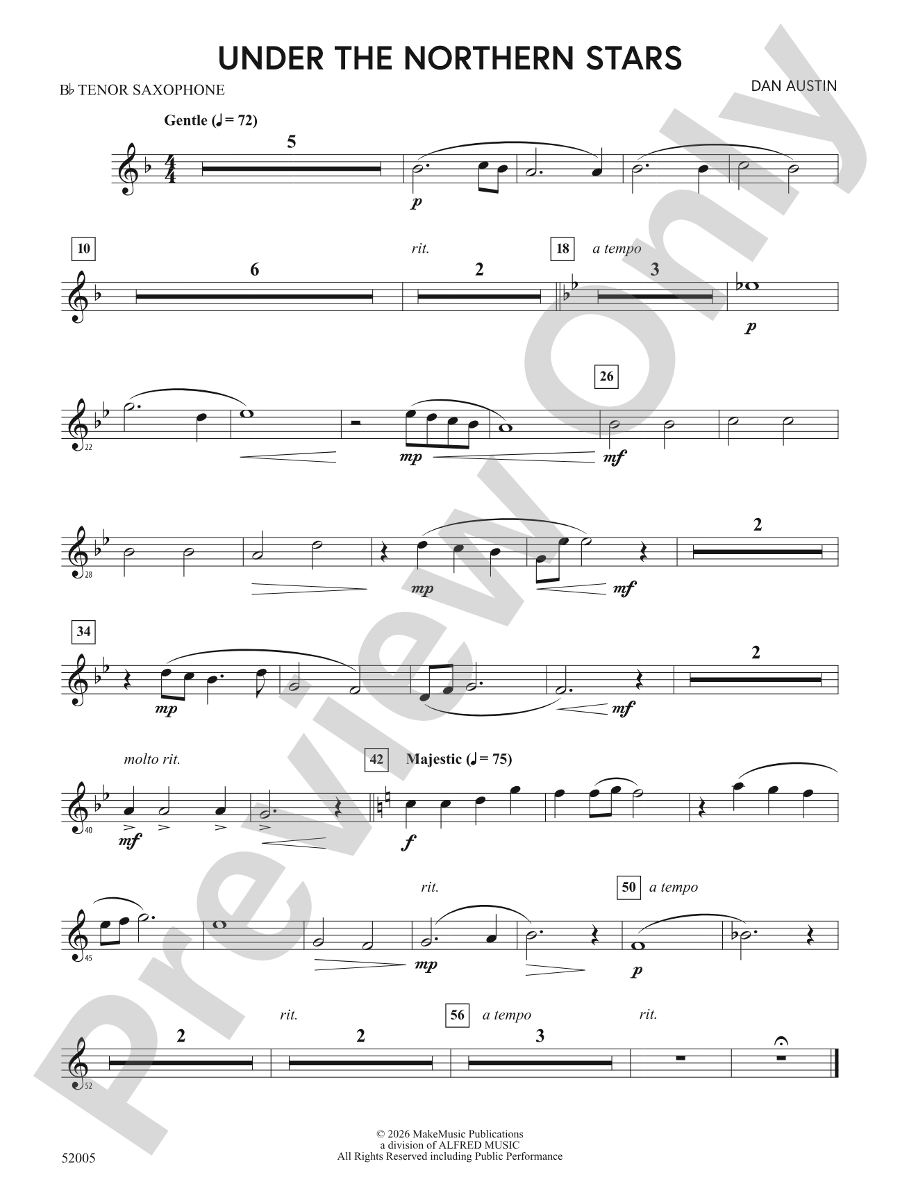 UNDER THE NORTHERN STARS/MYB: B-flat Tenor Saxophone