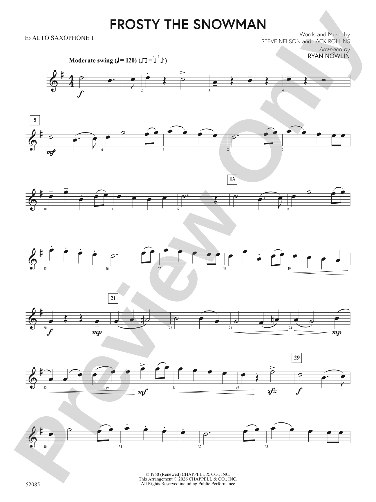 Frosty the Snowman: E-flat Alto Saxophone