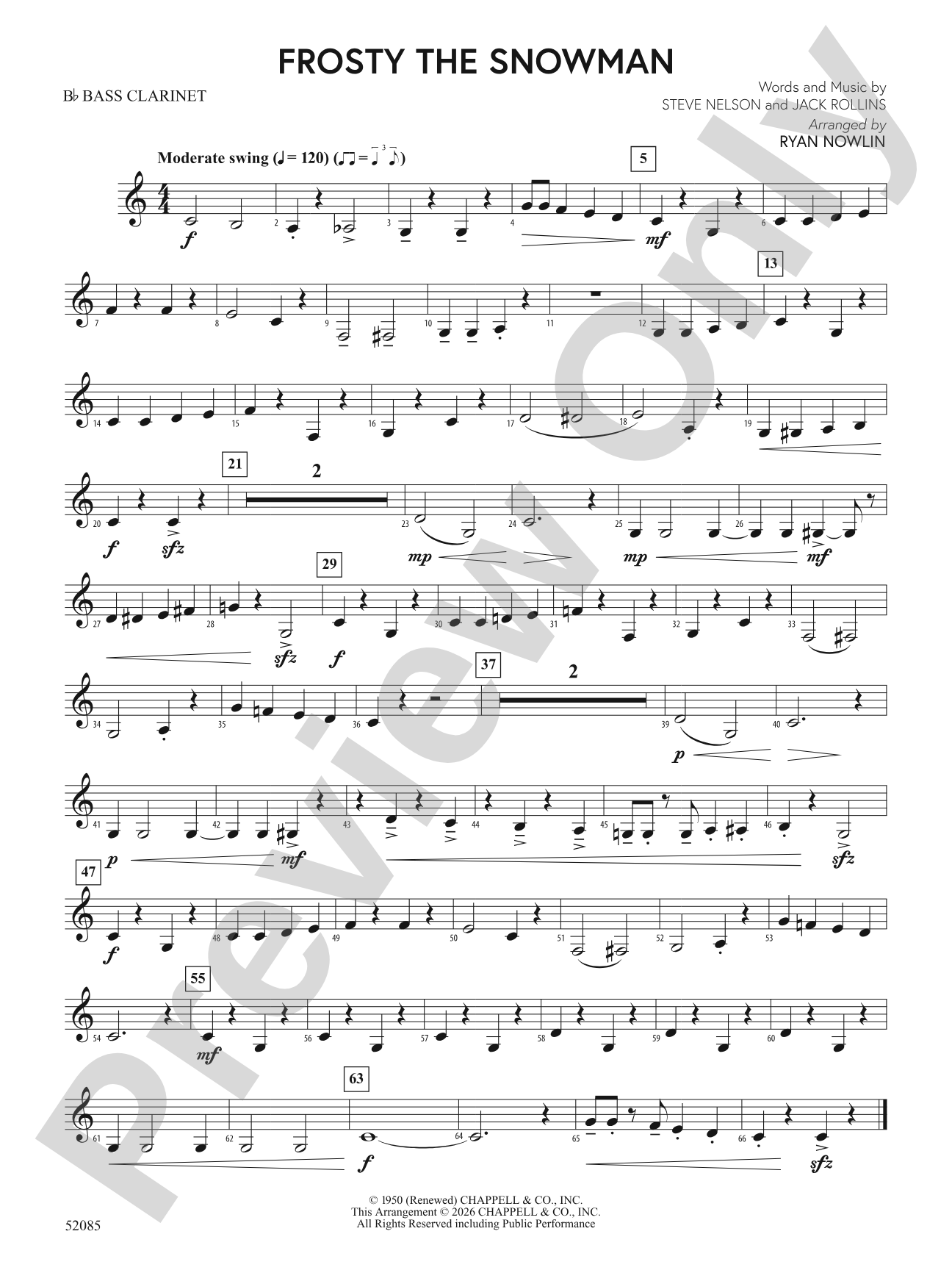 Frosty the Snowman: B-flat Bass Clarinet