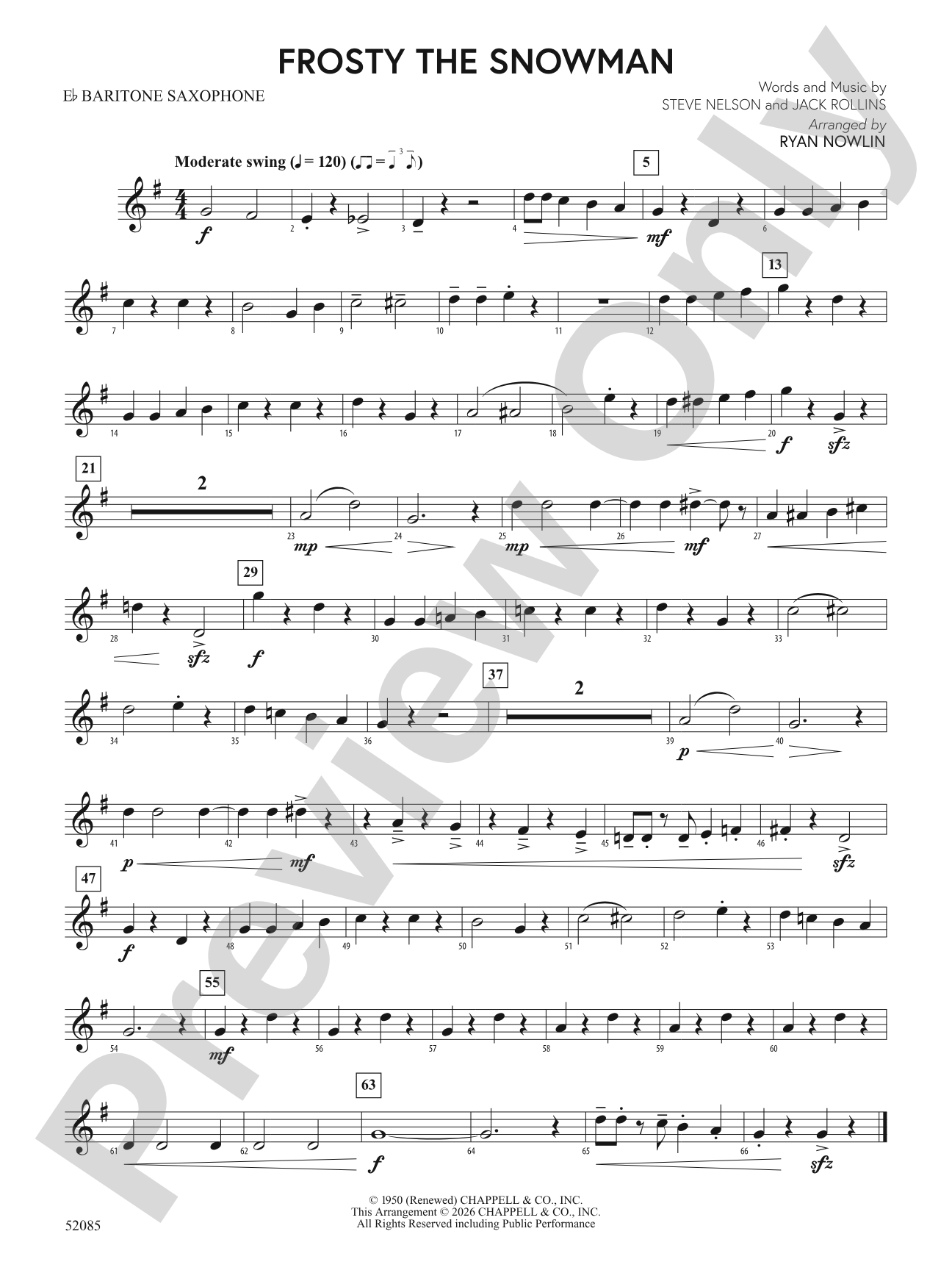 Frosty the Snowman: E-flat Baritone Saxophone