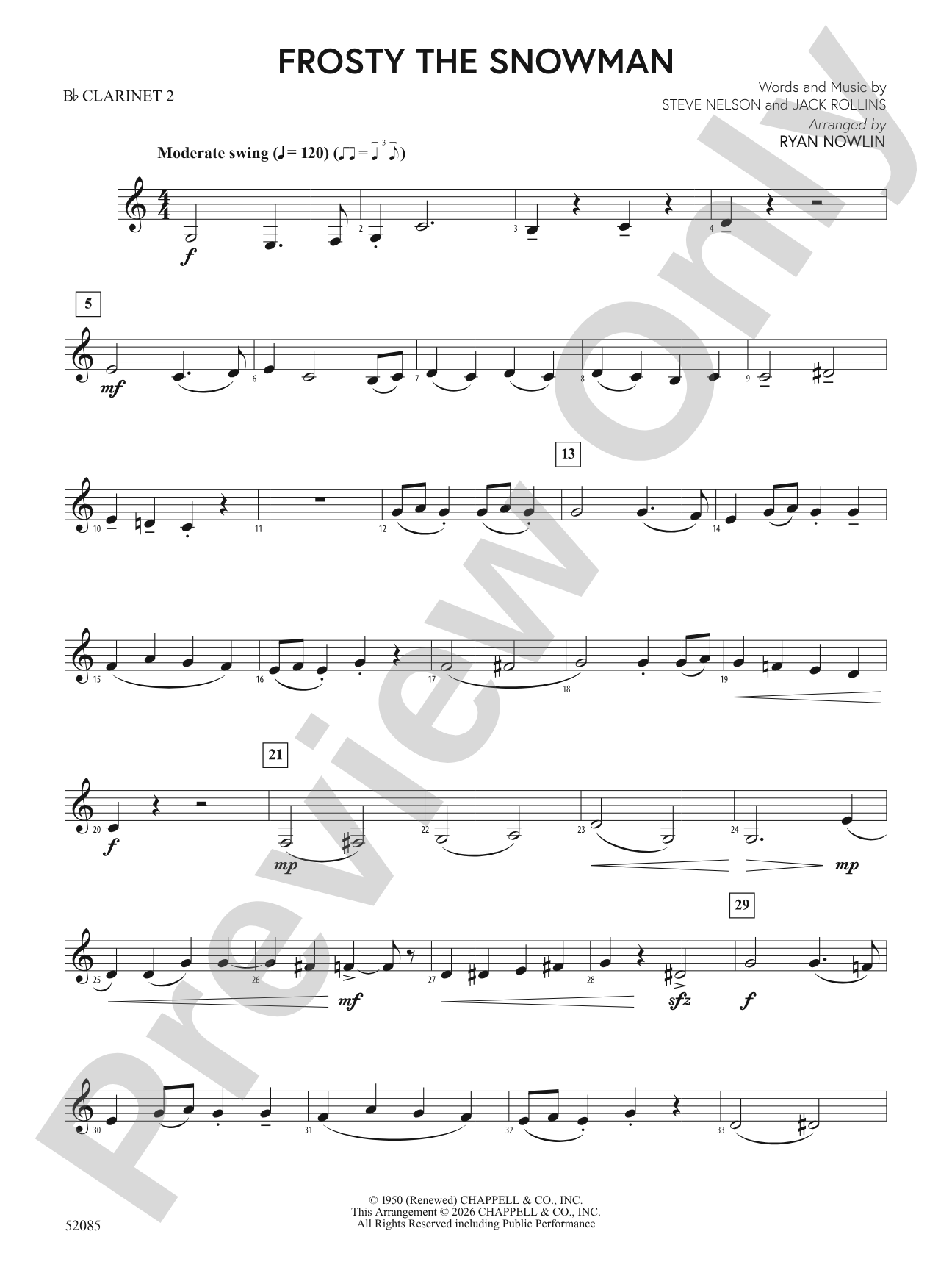 Frosty the Snowman: 2nd B-flat Clarinet