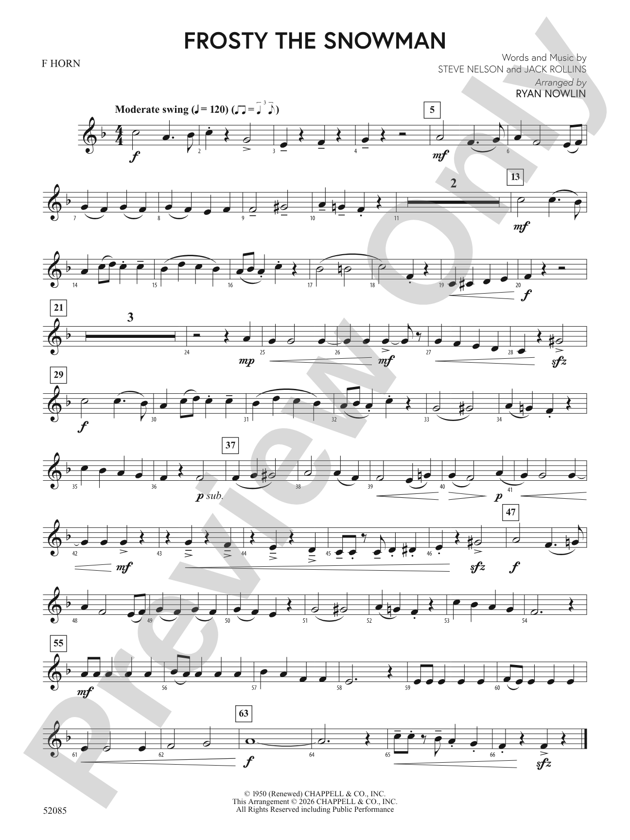 Frosty the Snowman: 1st F Horn