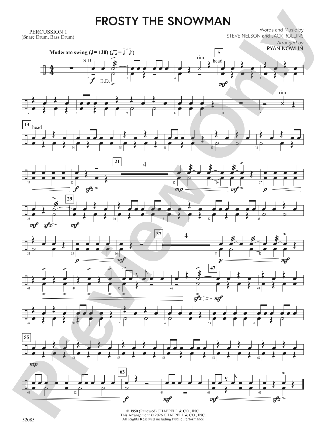 Frosty the Snowman: 1st Percussion