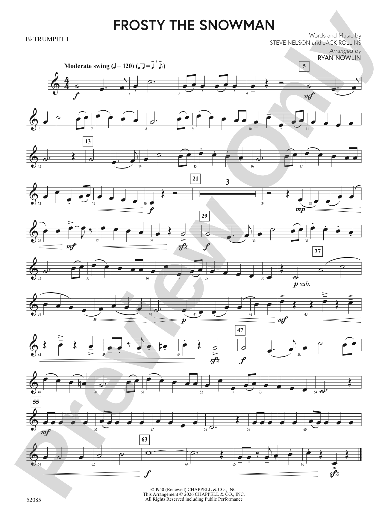 Frosty the Snowman: 1st B-flat Trumpet