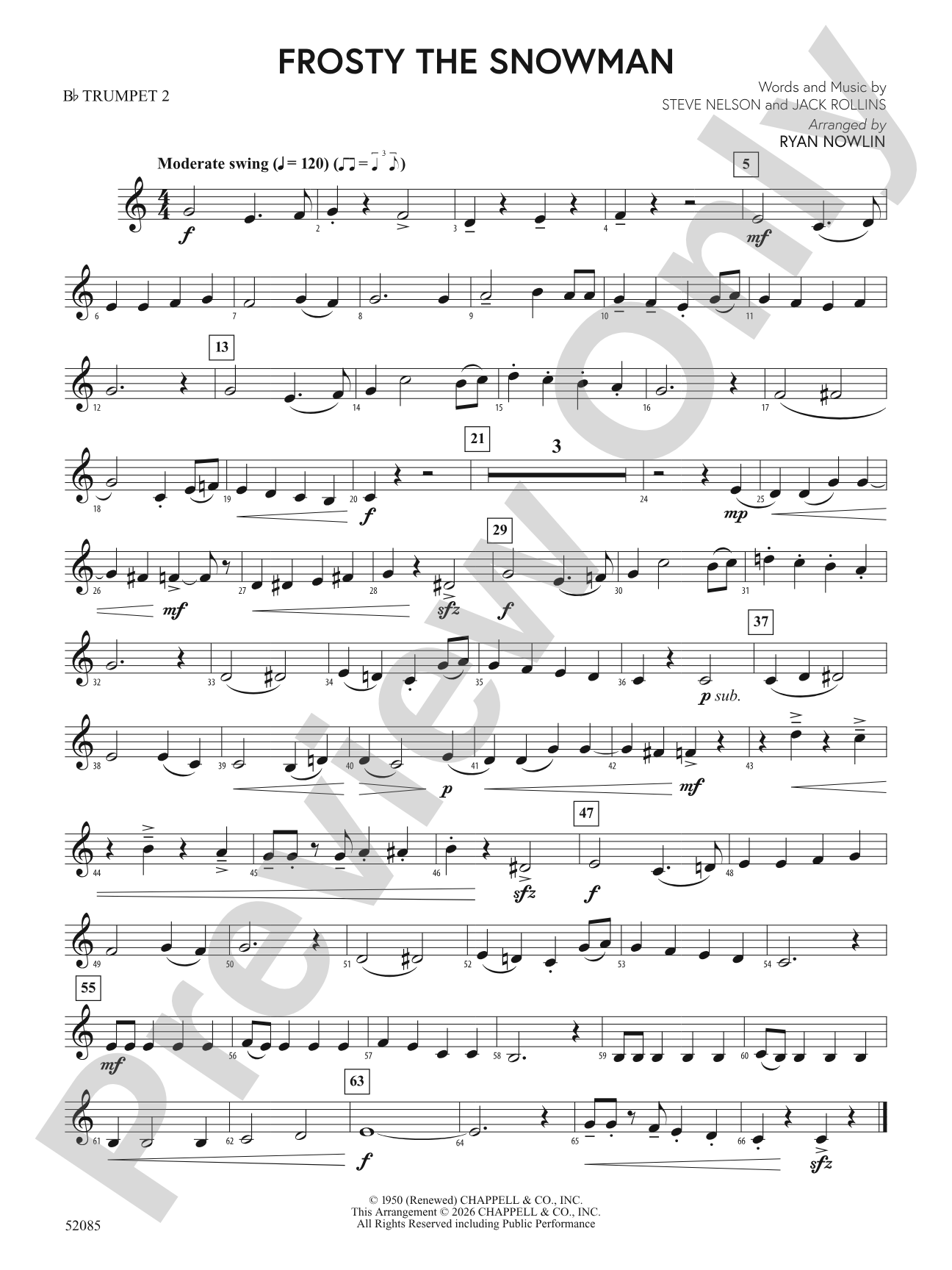 Frosty the Snowman: 2nd B-flat Trumpet