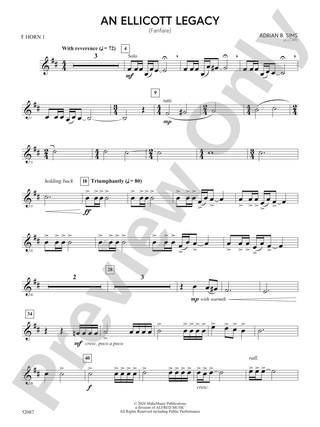 An Ellicott Legacy: 1st F Horn