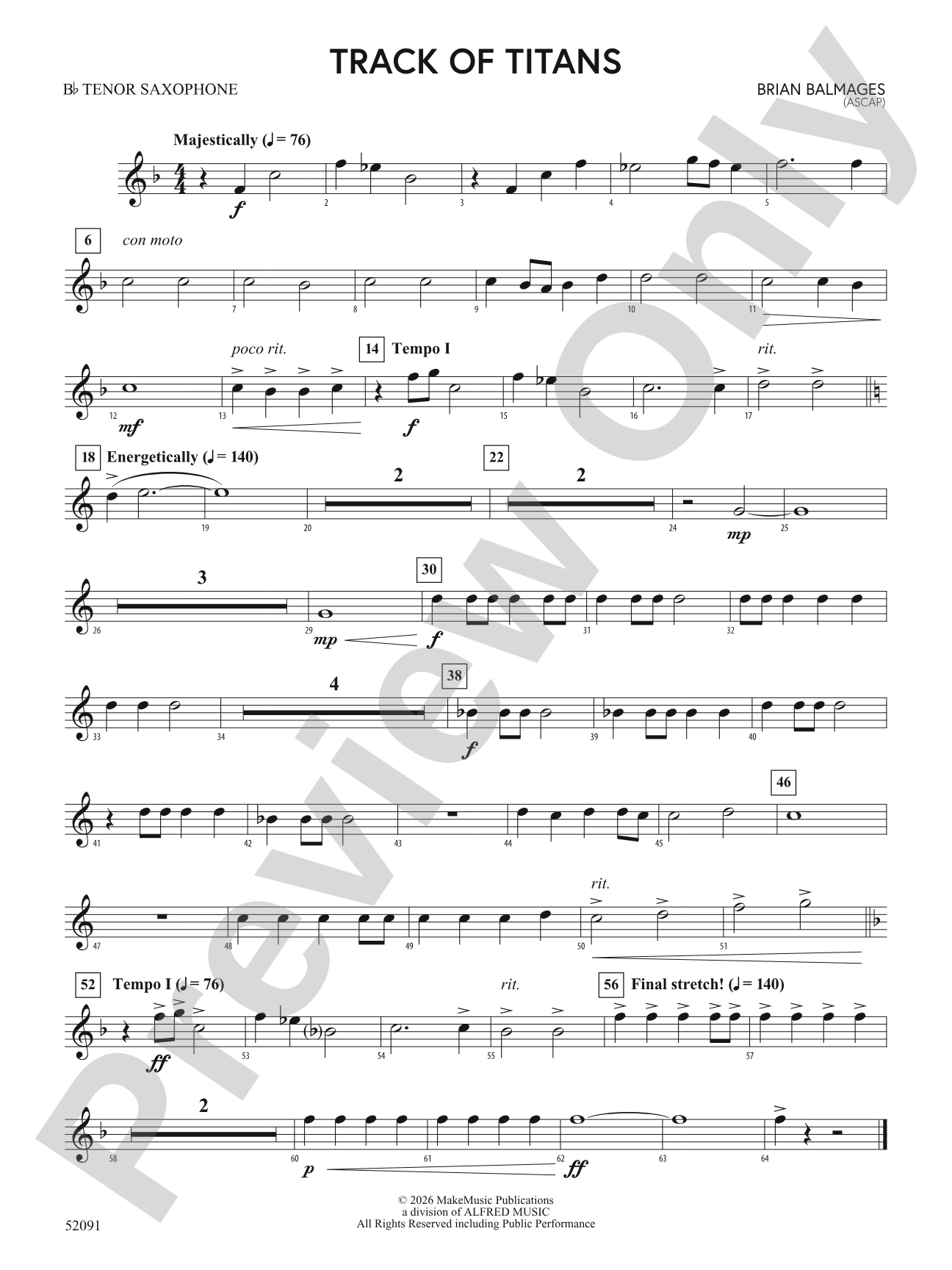 TRACK OF TITANS/MDB: B-flat Tenor Saxophone