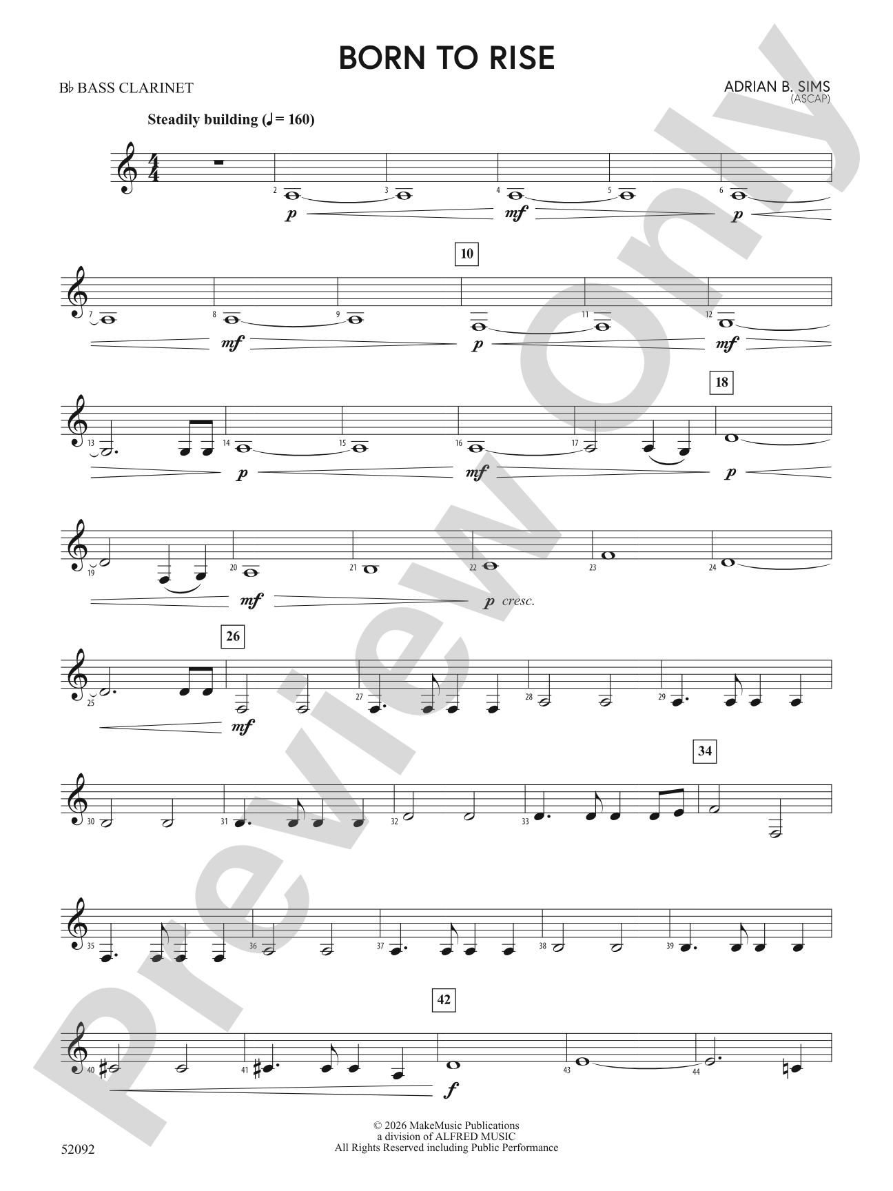 BORN TO RISE/MYB: B-flat Bass Clarinet